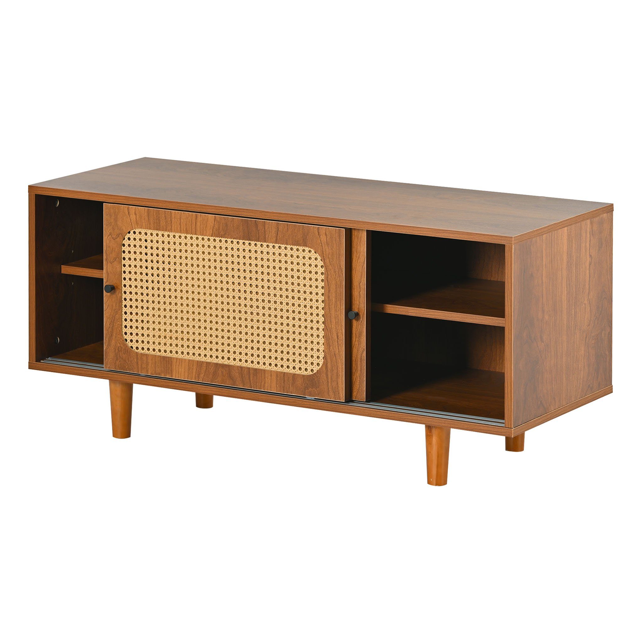 OKWISH Schuhschrank Schuhkarton (mit 2 Türen mit verstellbare Ablage Walnussfarbe formschöner Schuhschrank, Für Flur, Wohn- und Schlafzimmer) 104x40x48 cm