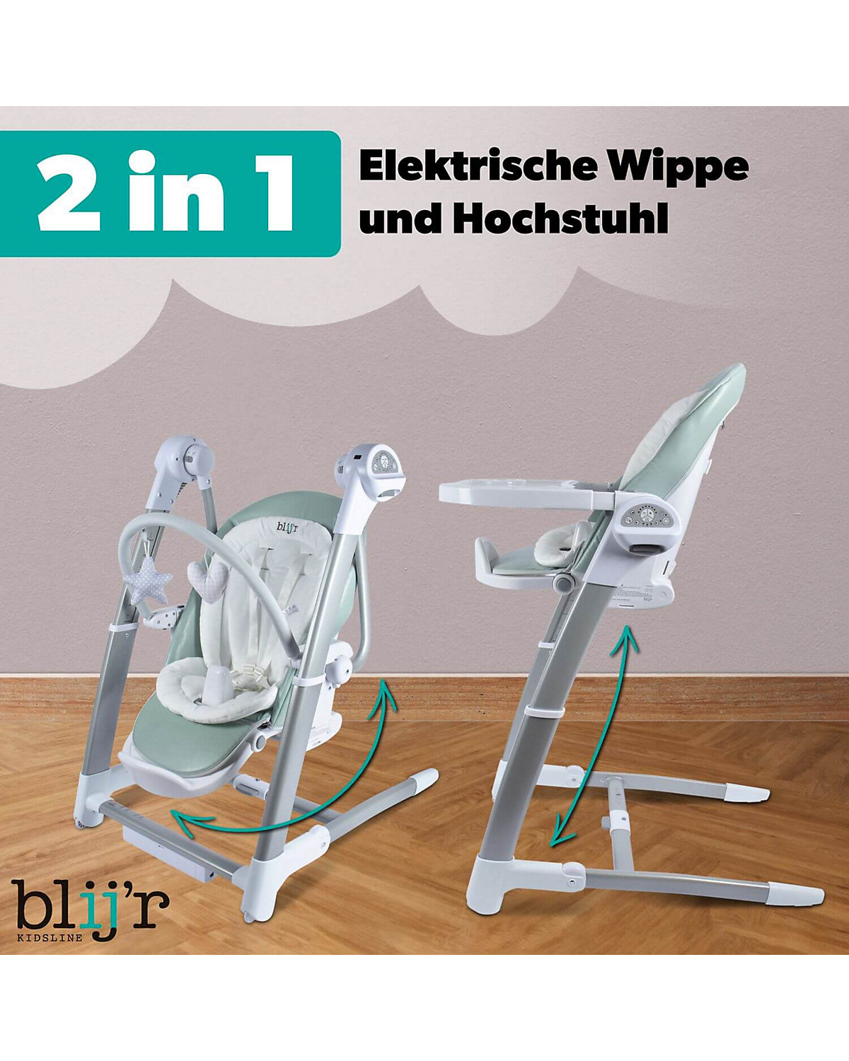 Hochstuhl Guusje 3in1 Hochstuhl, Babyschaukel & Esszimmerstuhl