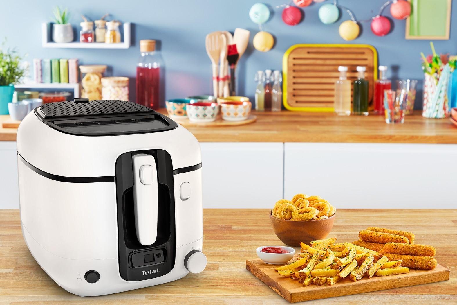 Tefal Fritteuse Super Uno FR3140, 2,2 Liter Ölkapazität, 1,5 Liter Frittiergut, austauschbarerr Aktivkohlefilter, digitale Zeitschaltuhr, automatischer Deckelöffner, großes Sichtfenster