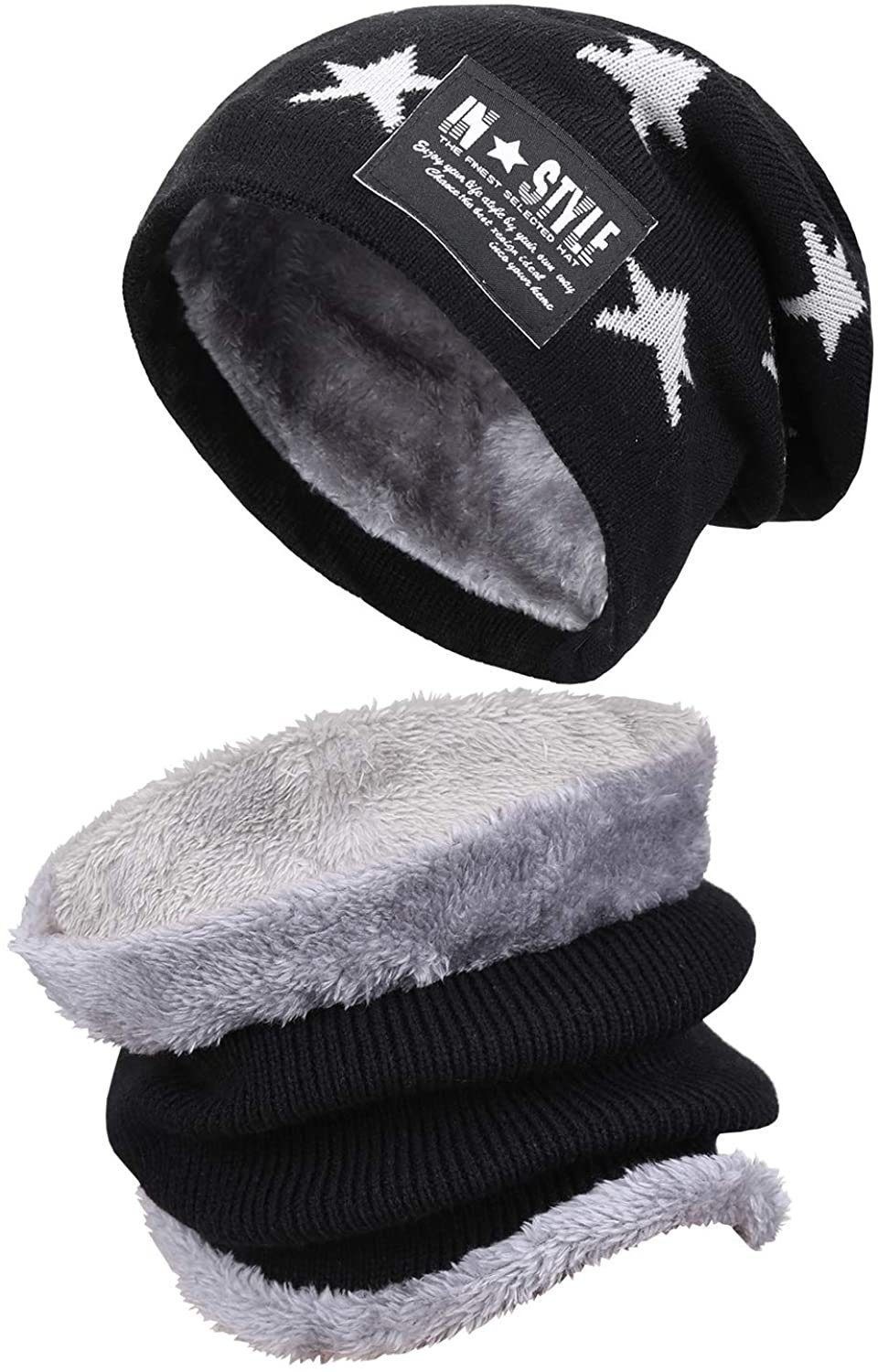 Alster Herz Fleecemütze Mütze Kinder mit Schlauchschal, Fleecefutter, Mütze+Loopschal, A0214 mitt Fleece, hält sehr warm
