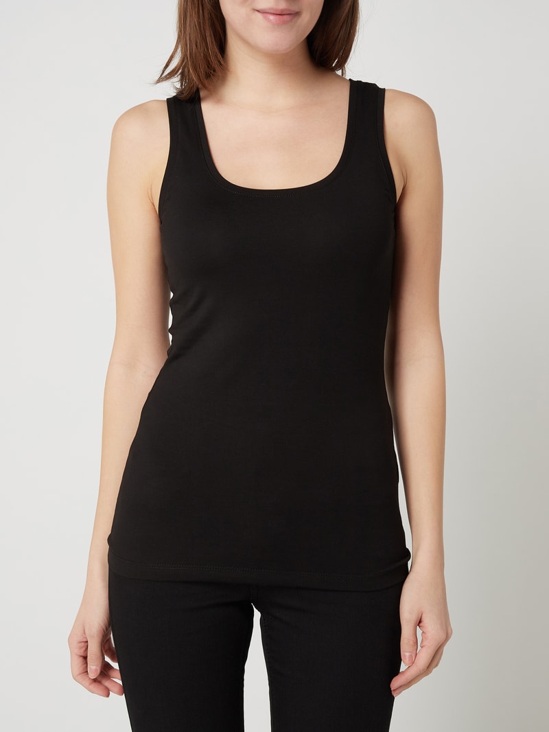 Tanktop aus Baumwoll-Elasthan-Mix in schwarz