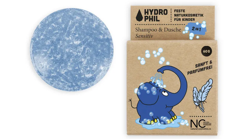 HYDROPHIL Kids festes 2in1 Shampoo & Dusche - Elefant - Sensitiv 60 g
