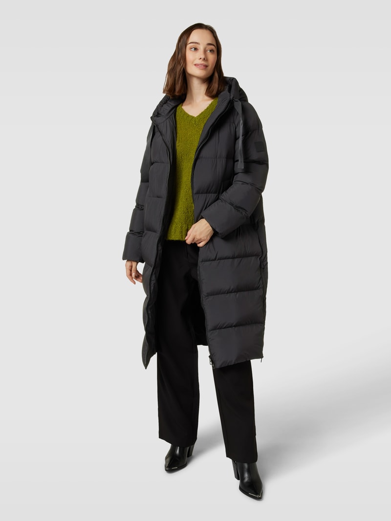 Steppmantel mit Label-Detail Modell 'Habine' in schwarz