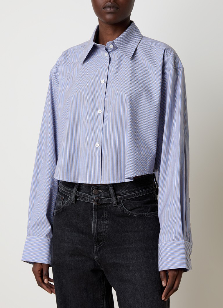 Blusa corta a righe con logo stampato di Acne Studios