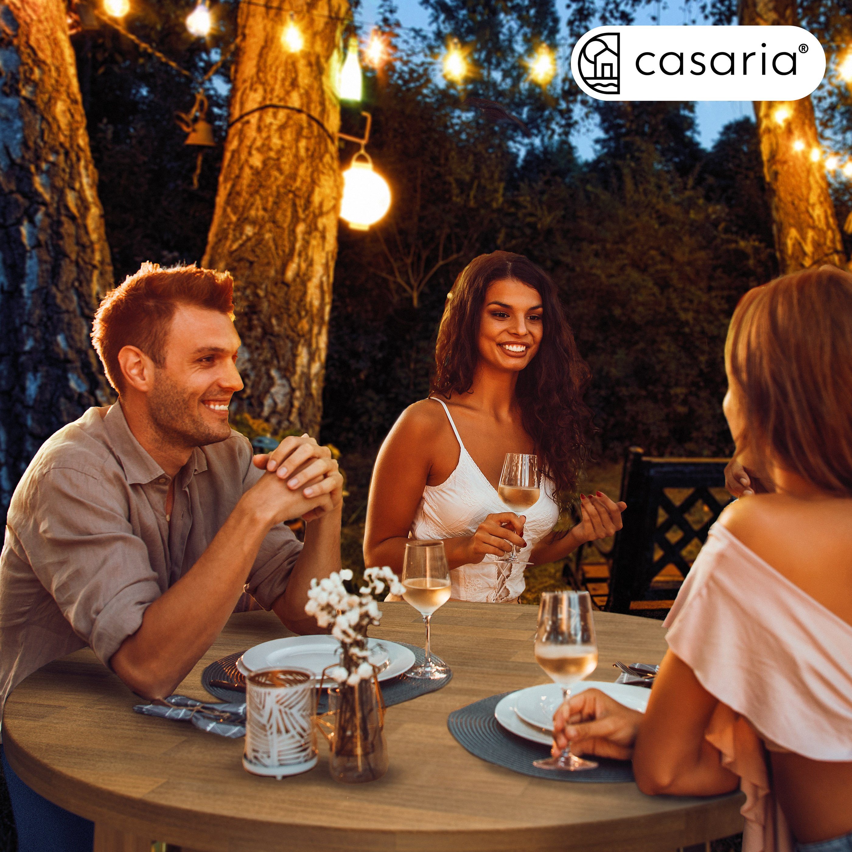 Casaria Stehtisch Akazie (1-St), Holz Klappbar 110cm Hoch Ø78 cm Rund Massiv Rustikal Indoor Outdoor