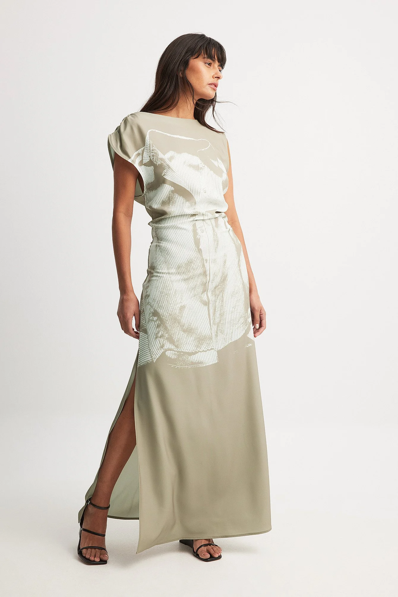 Gewebtes Maxikleid mit drapiertem Detail