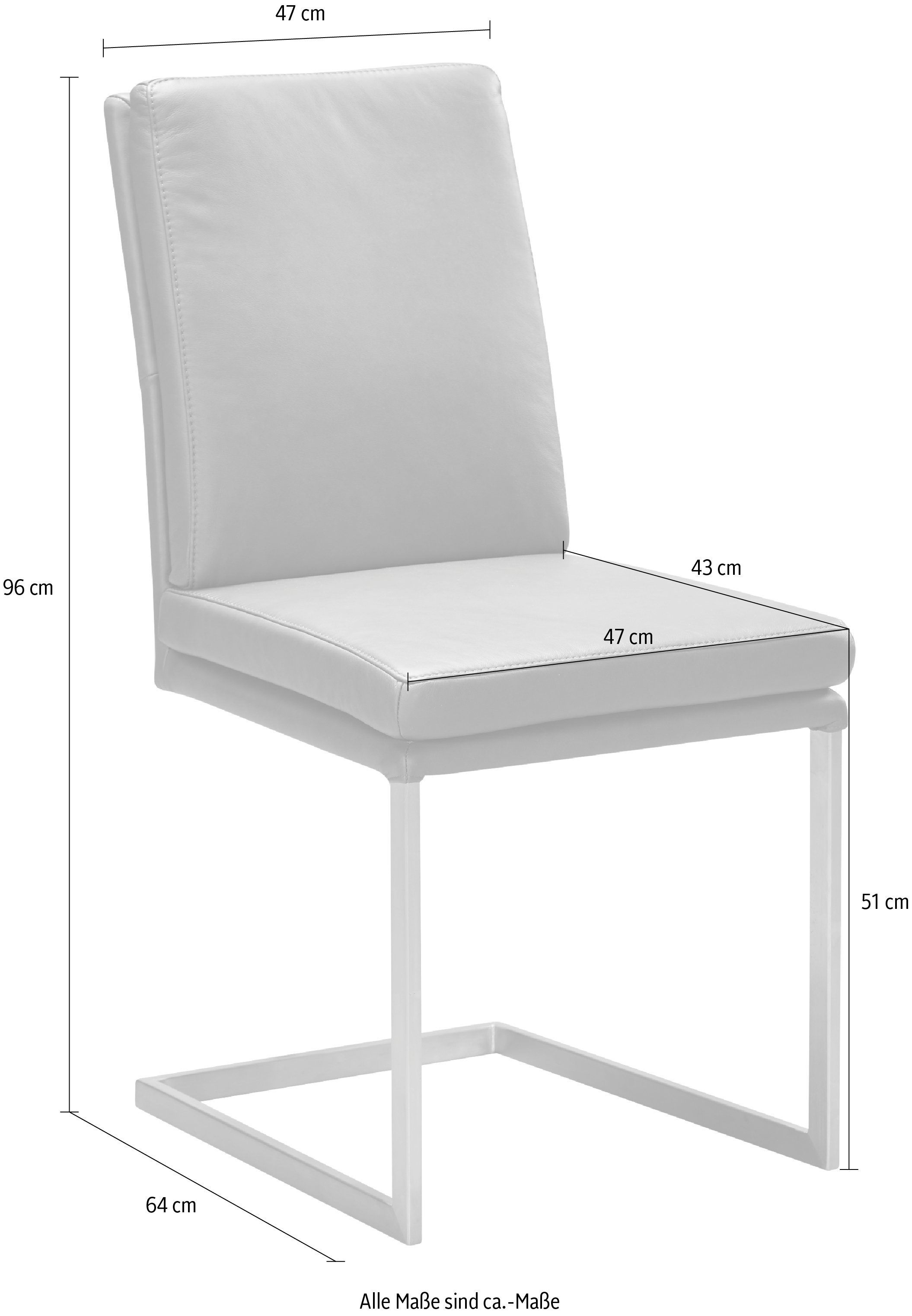 K+W Komfort & Wohnen Freischwinger, stabiles Hochkantrohr, Untergestell in Edelstahloptik oder schwarz