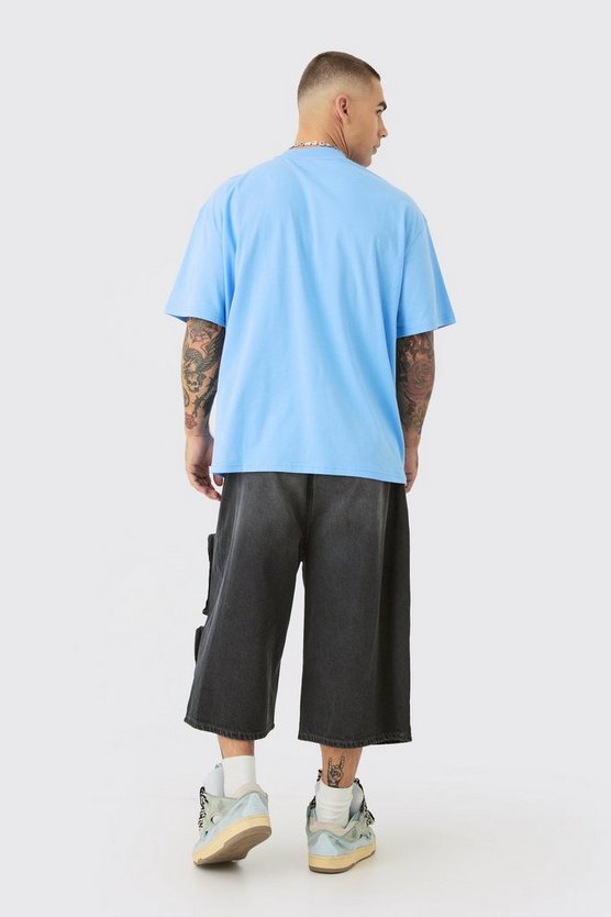 Oversize T-Shirt mit Bm-Stickerei