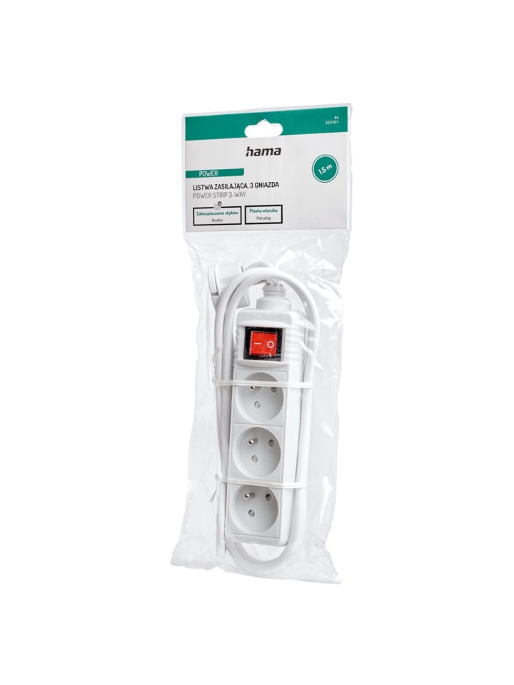 Hama Standard-Steckdosenleiste, 3 Steckdosen, 1,5 m in Weiß in Weiß günstig kaufen 1,5