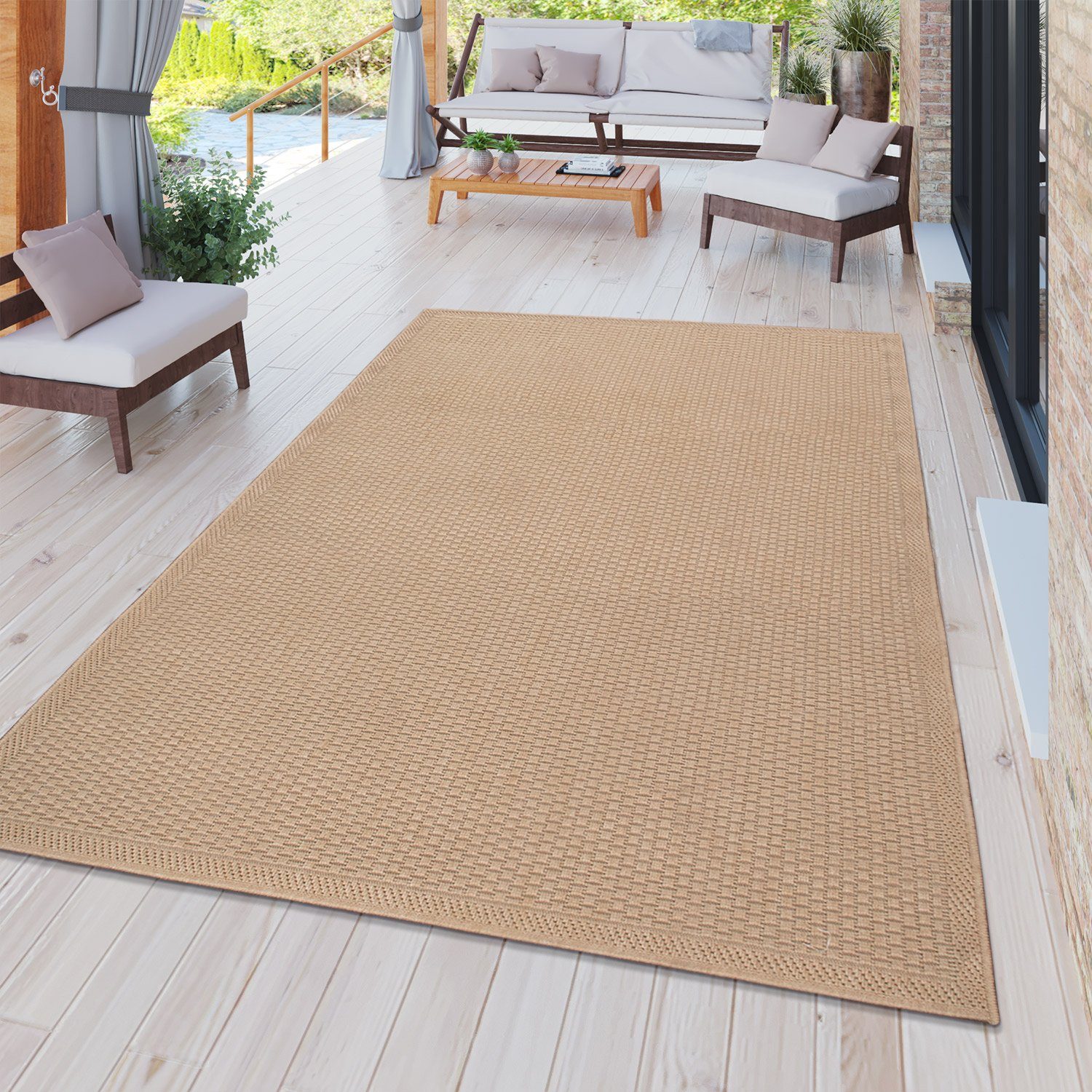 Outdoorteppich In-& Outdoorteppich Terrasse Küche Balkon Wetterbeständig, TT Home, rechteckig, Höhe: 4 mm