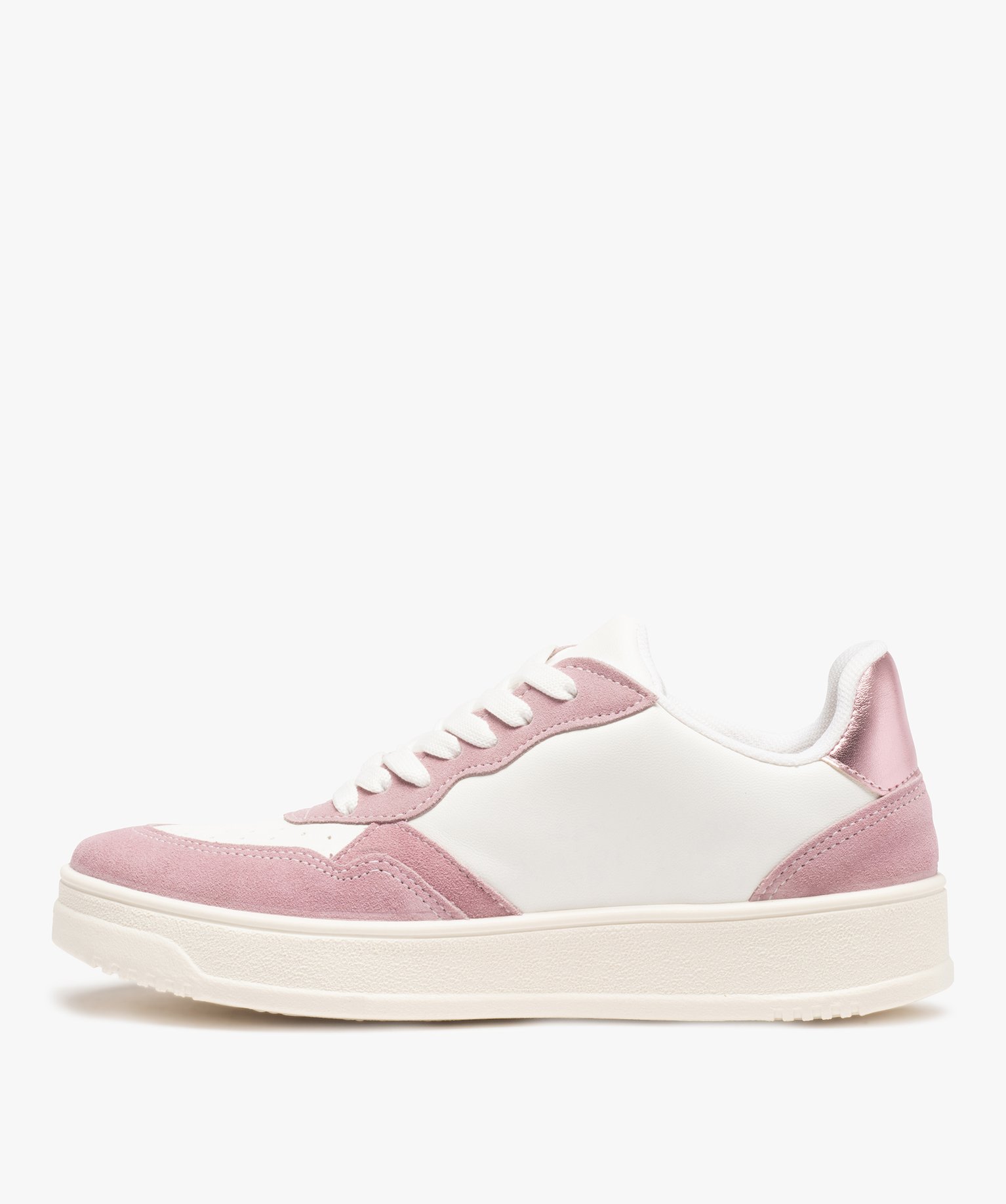 Baskets femme à détails pailletés fermeture lacets rose | GEMO