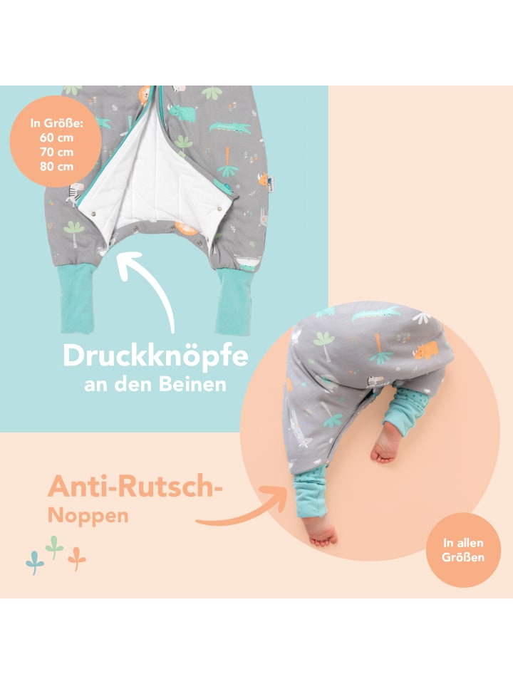 Schlummersack Schlafsack mit Füßen und umklappbaren Bündchen 1.0 TOG in Türkis günstig kaufen