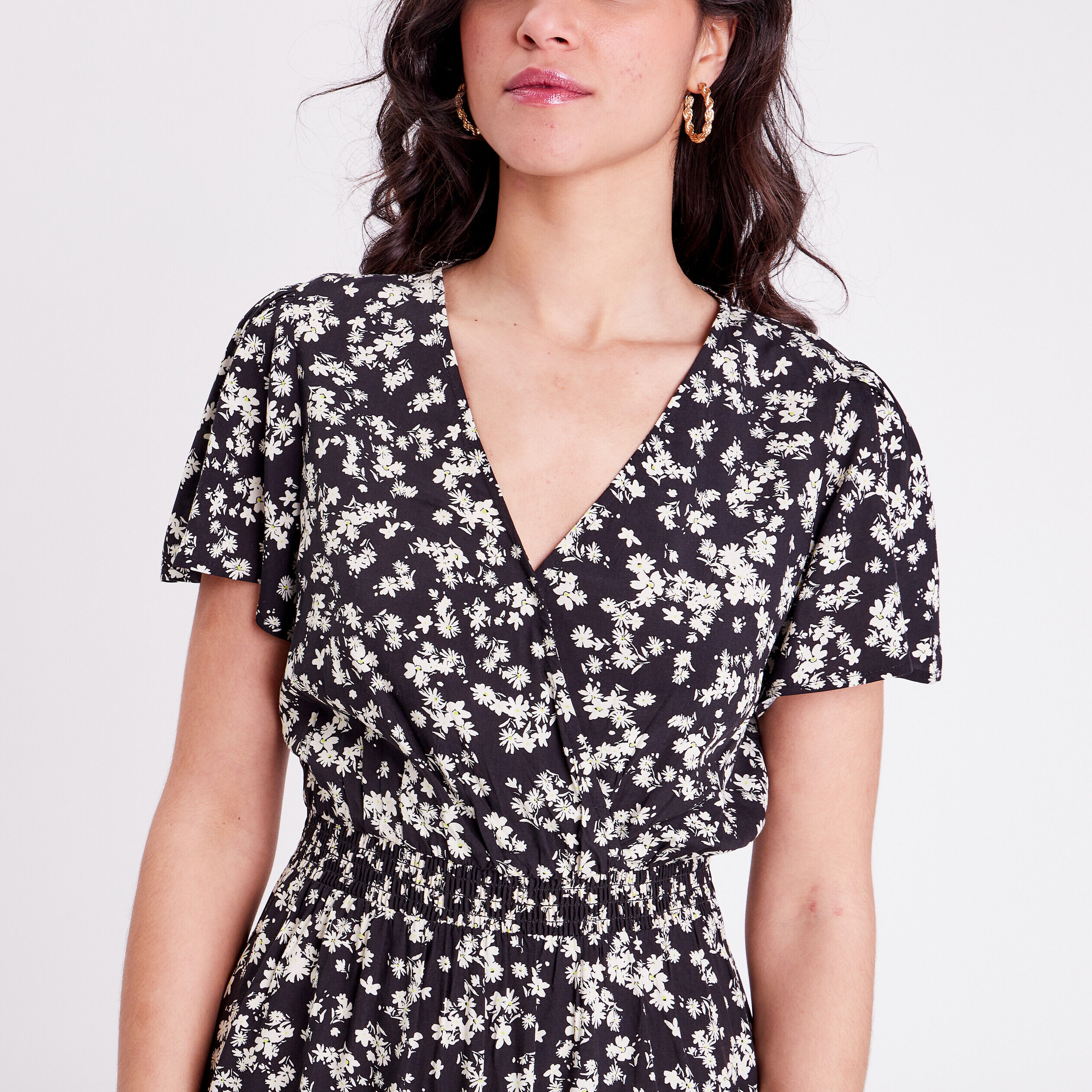 Robe évasée fluide noir femme | Cache Cache