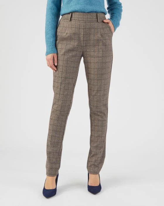 Pantalon maille enfilable à carreaux
