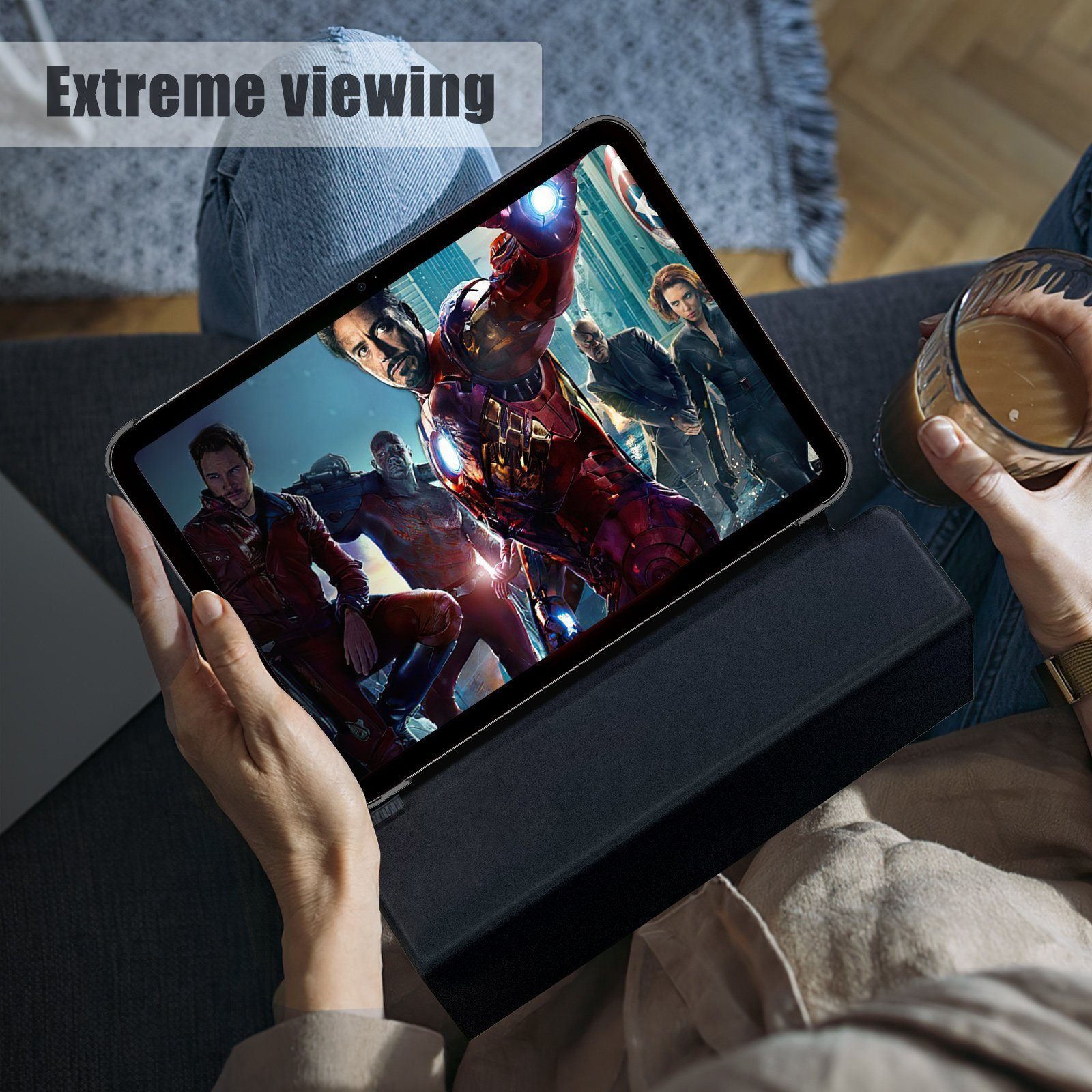 Mutoy Tablet-Hülle für iPad 10. Generation 2022 10.9 Zoll Hülle mit Panzerglas, Standfunktion Auto-Sleep/Wake Ultradünne