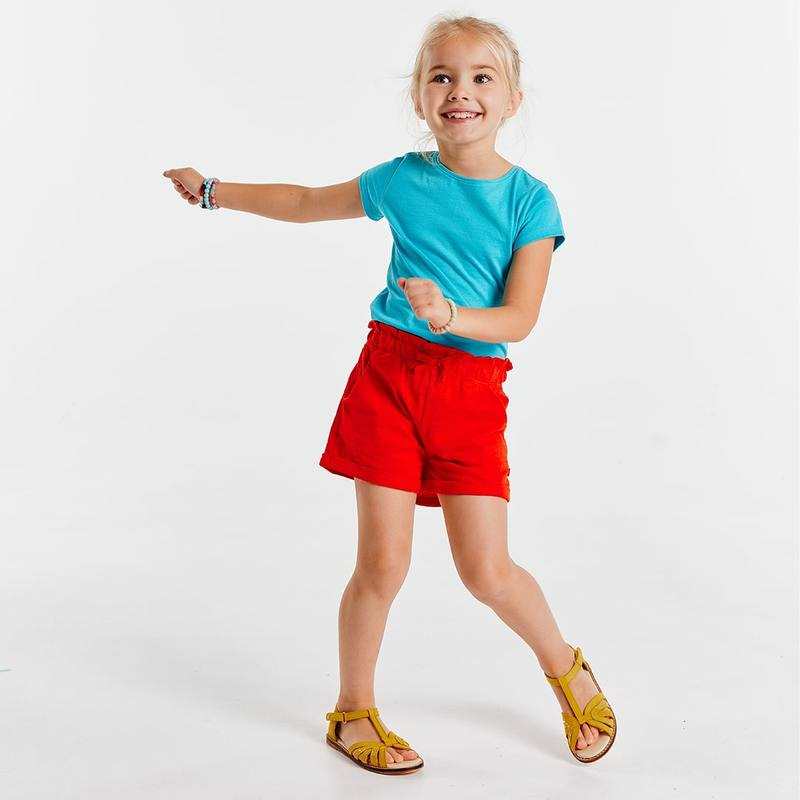 T-shirt manches courtes uni bleu fille