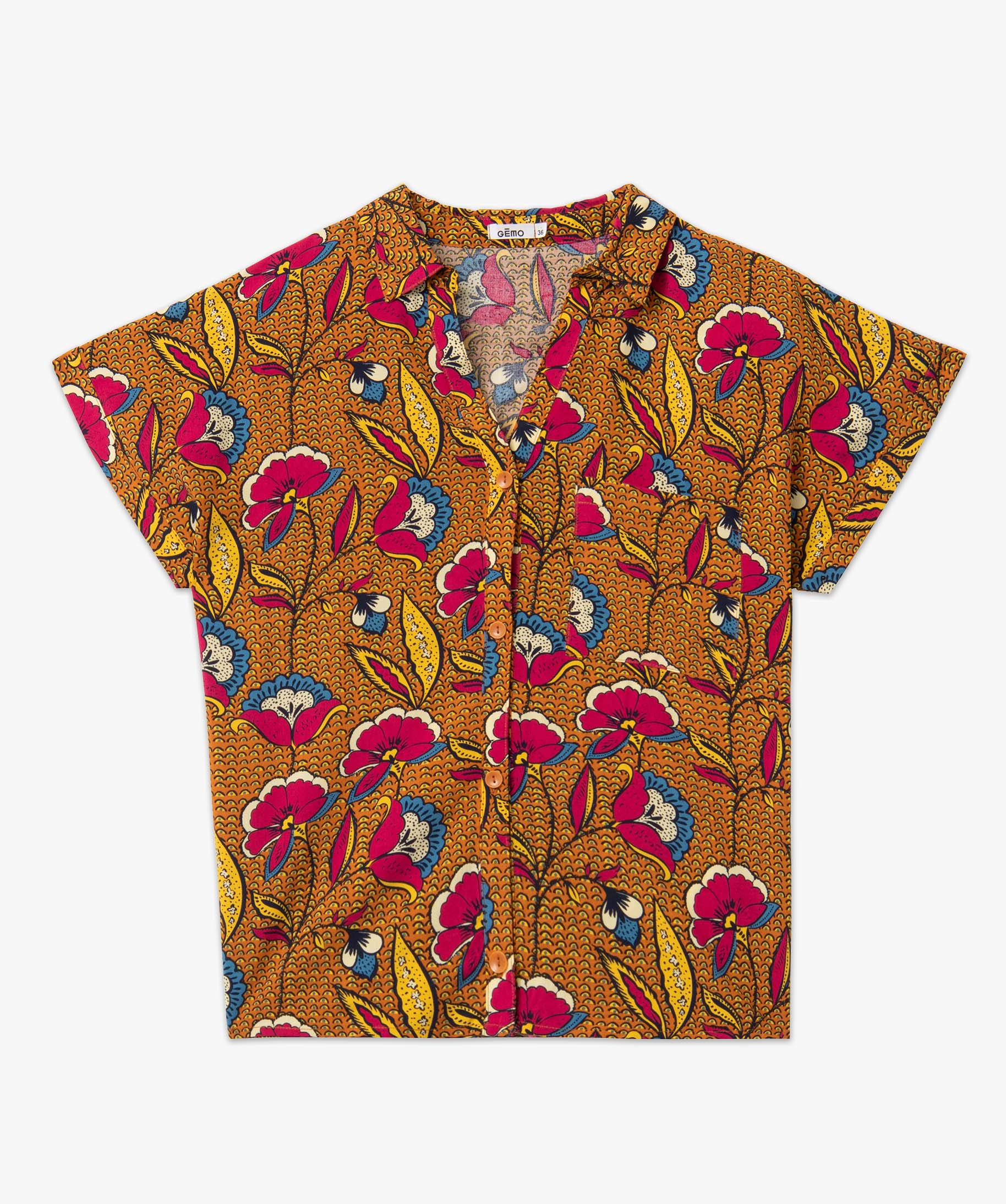 Chemise femme imprimée à manches courtes multicolore | GEMO