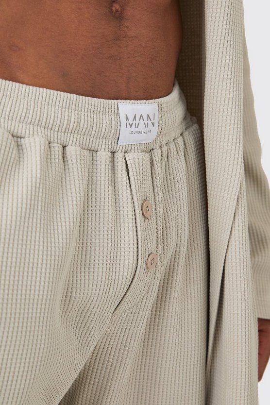 Morgenmantel in Waffeloptik & lockere Hose