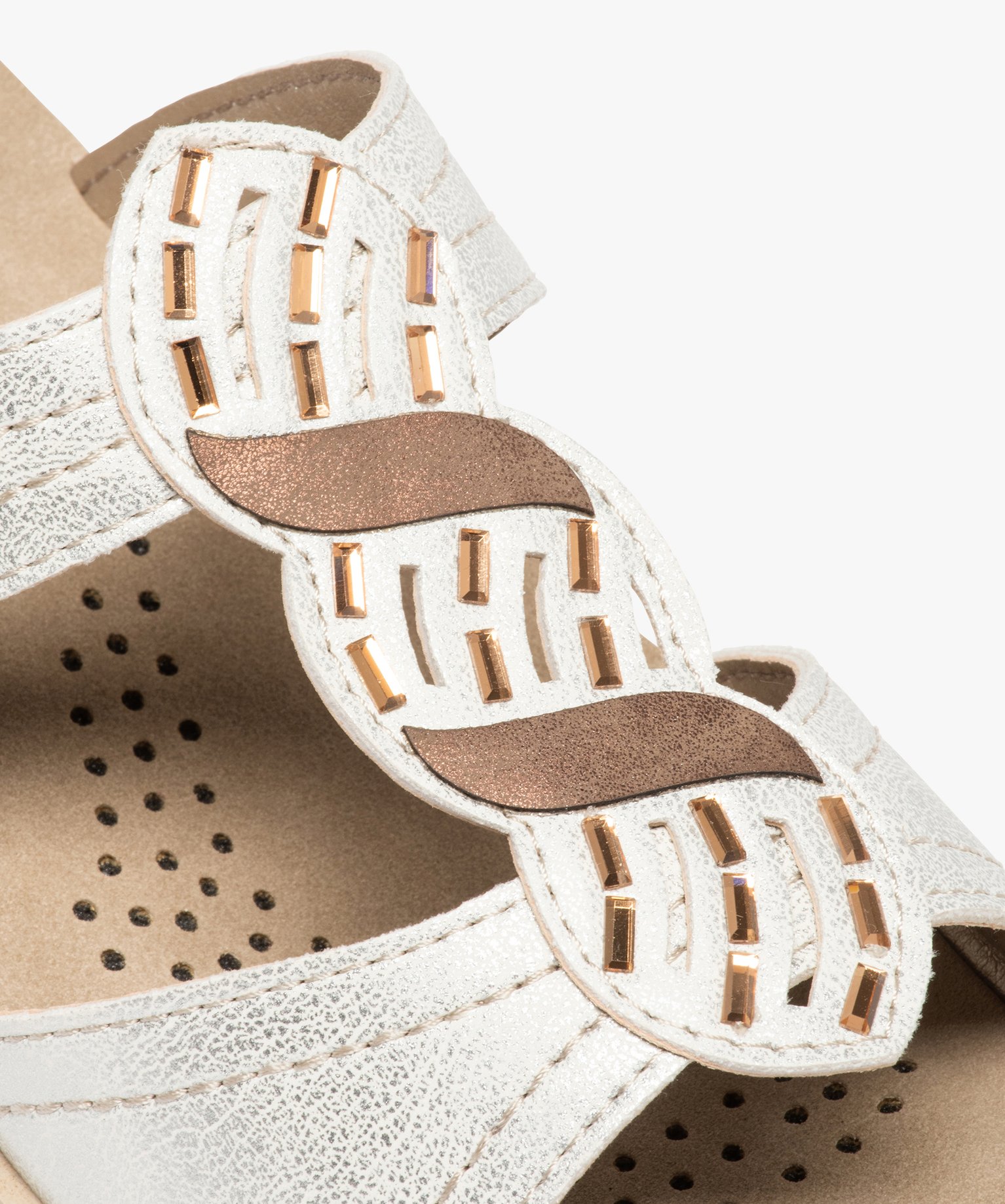 Mules femme confort dessus à brides ornées de strass blanc | GEMO