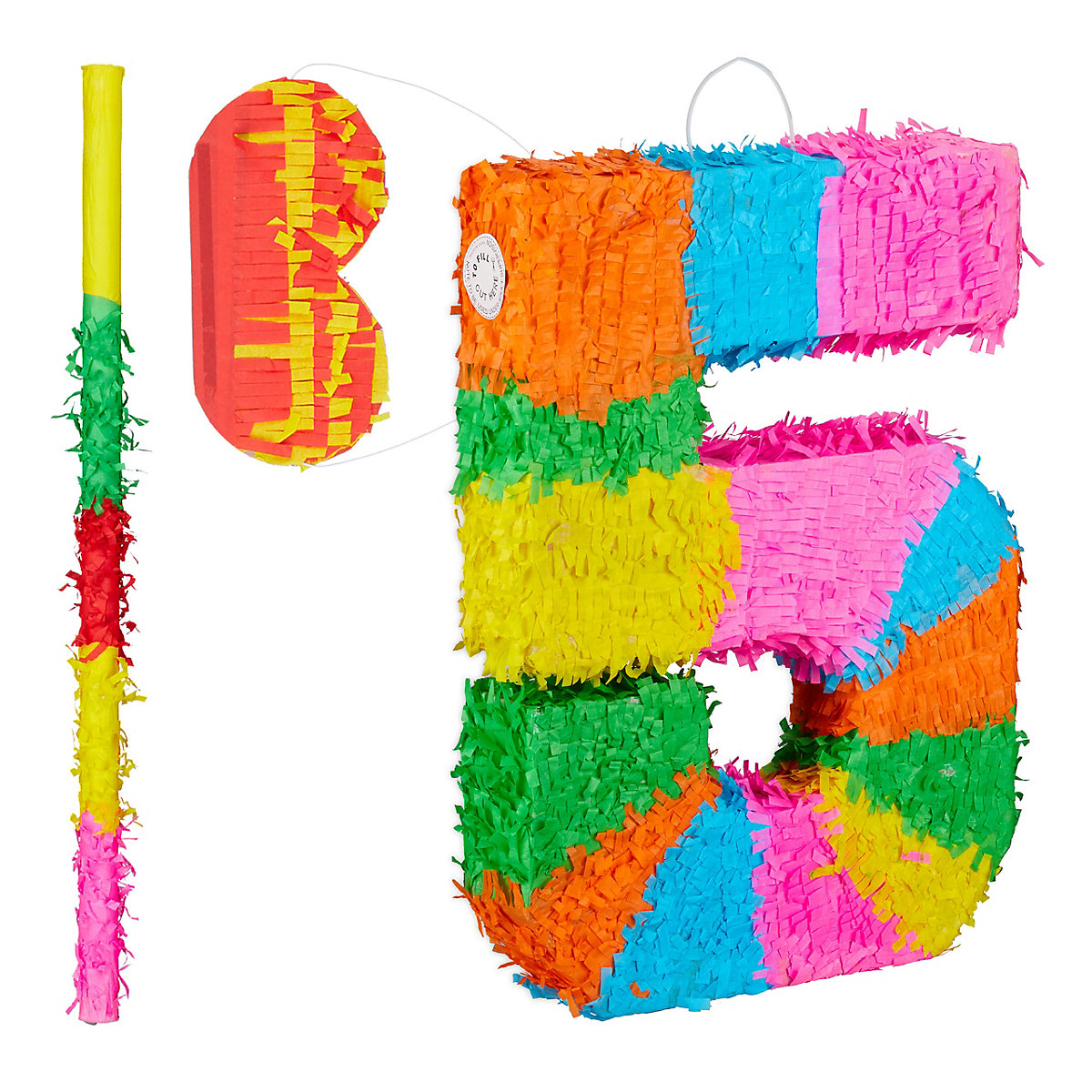 3-teiliges Pinata Set Zahl 5