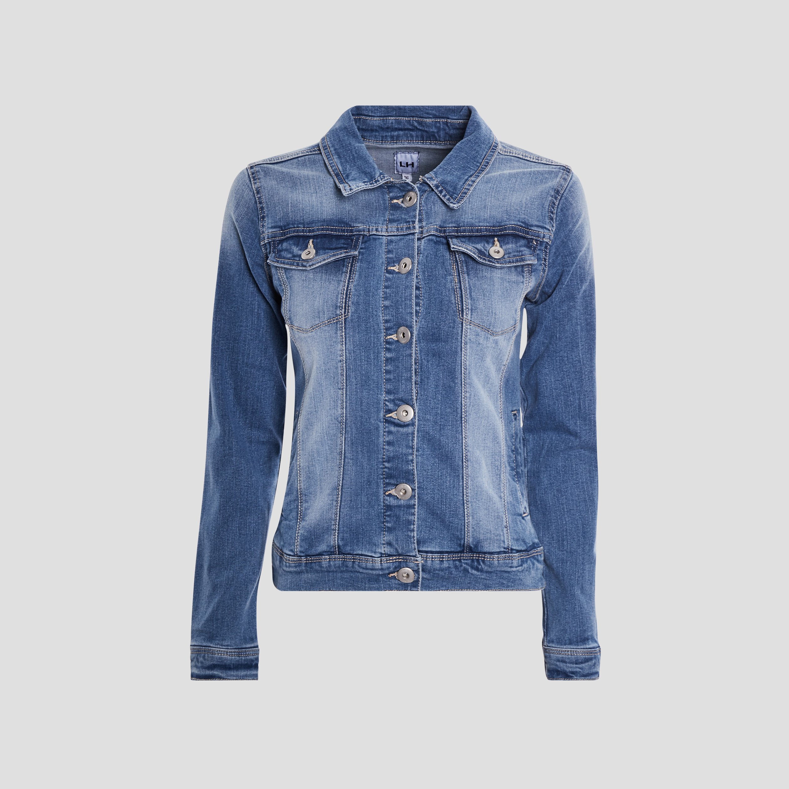 Veste droite en jean denim double stone femme | La Halle