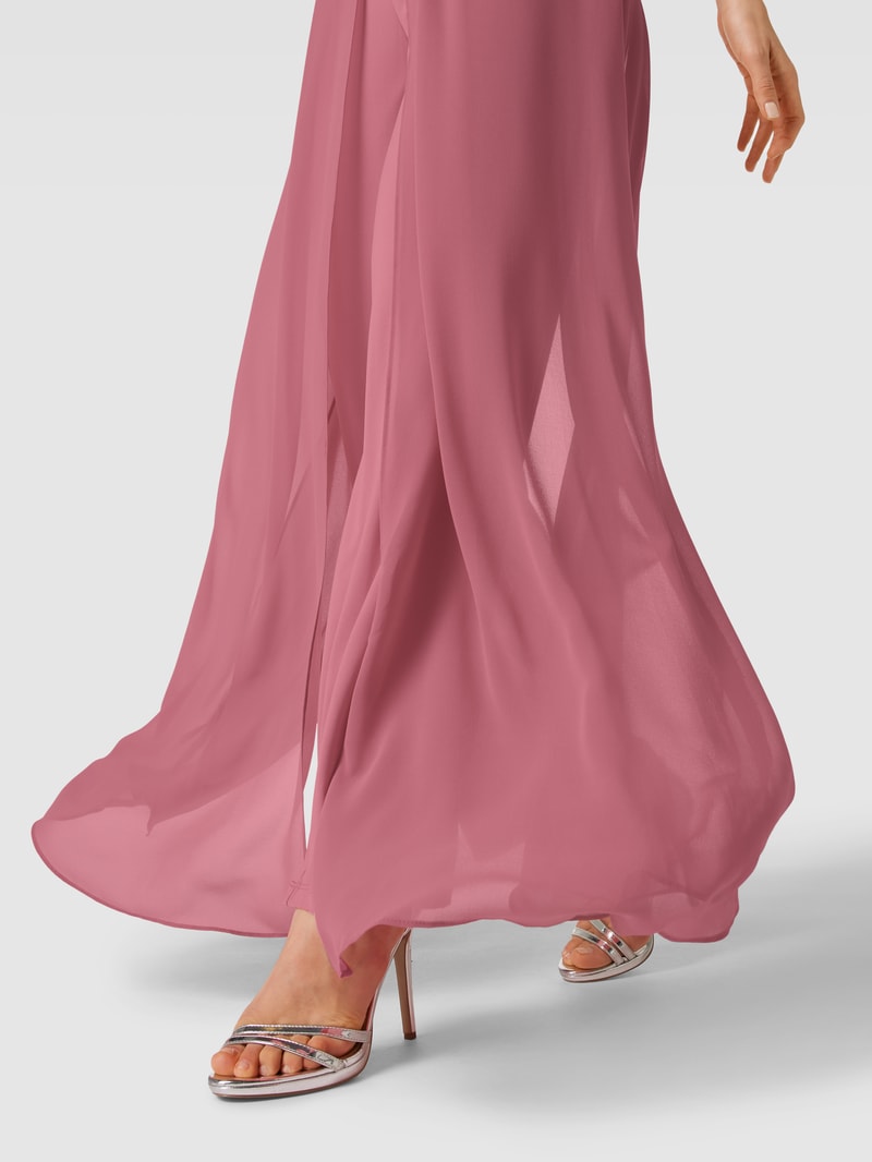 Jumpsuit mit floralem Strukturmuster in koralle