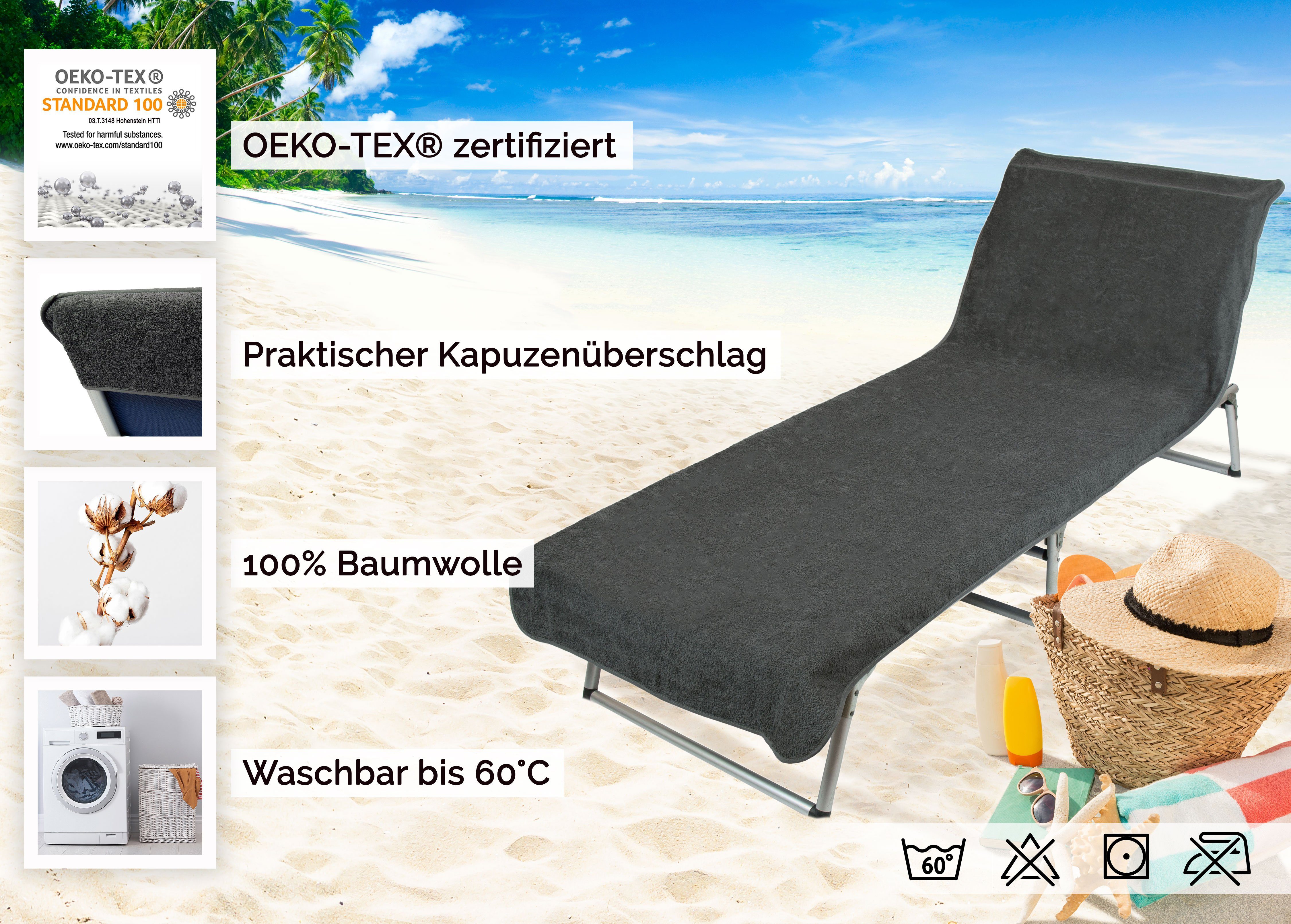 ZOLLNER Strandtuch, Mikrofaser (1-St), 75 x 215 cm, 100% Baumwolle, Liegenbezug für Sonnenliege