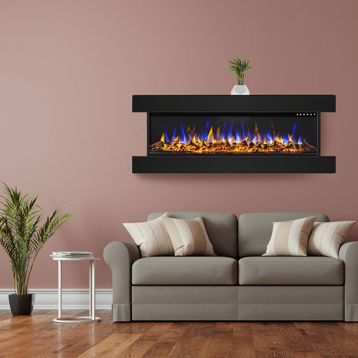 GLOW FIRE Elektrokamin Insert Clear, mit Heizfunktion bis 1600W, Fernbedienung & Abschaltautomatik