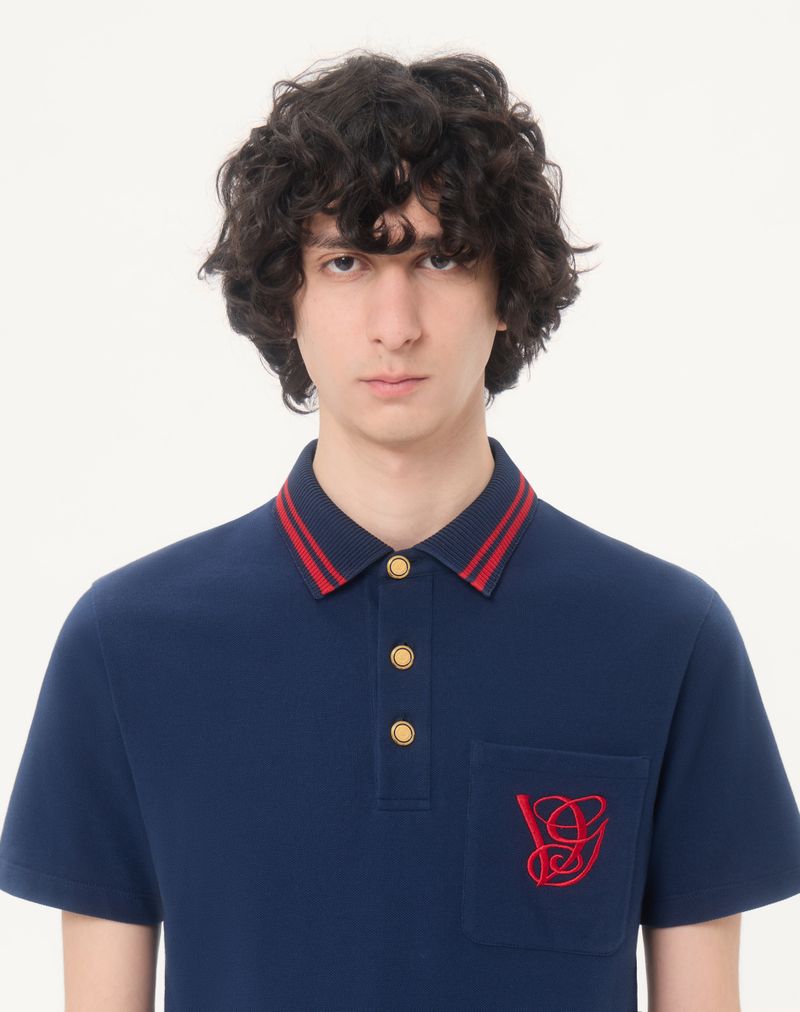Polo de piqué de algodón con bordado VG