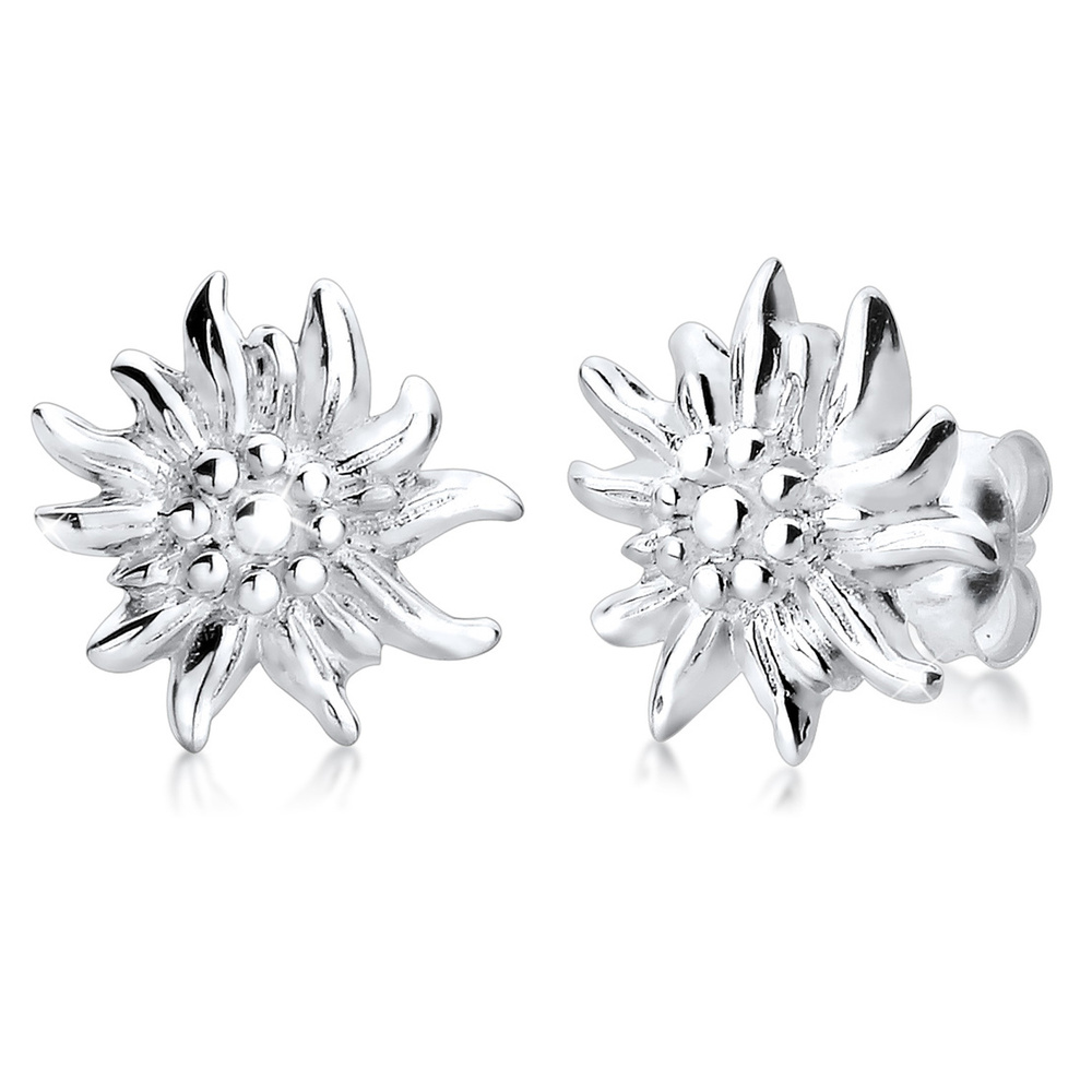 Elli Elli Boucles d'Oreilles Femmes Clous d'oreilles Édelweiss Traditionnel en Argent  Boucles d'oreilles