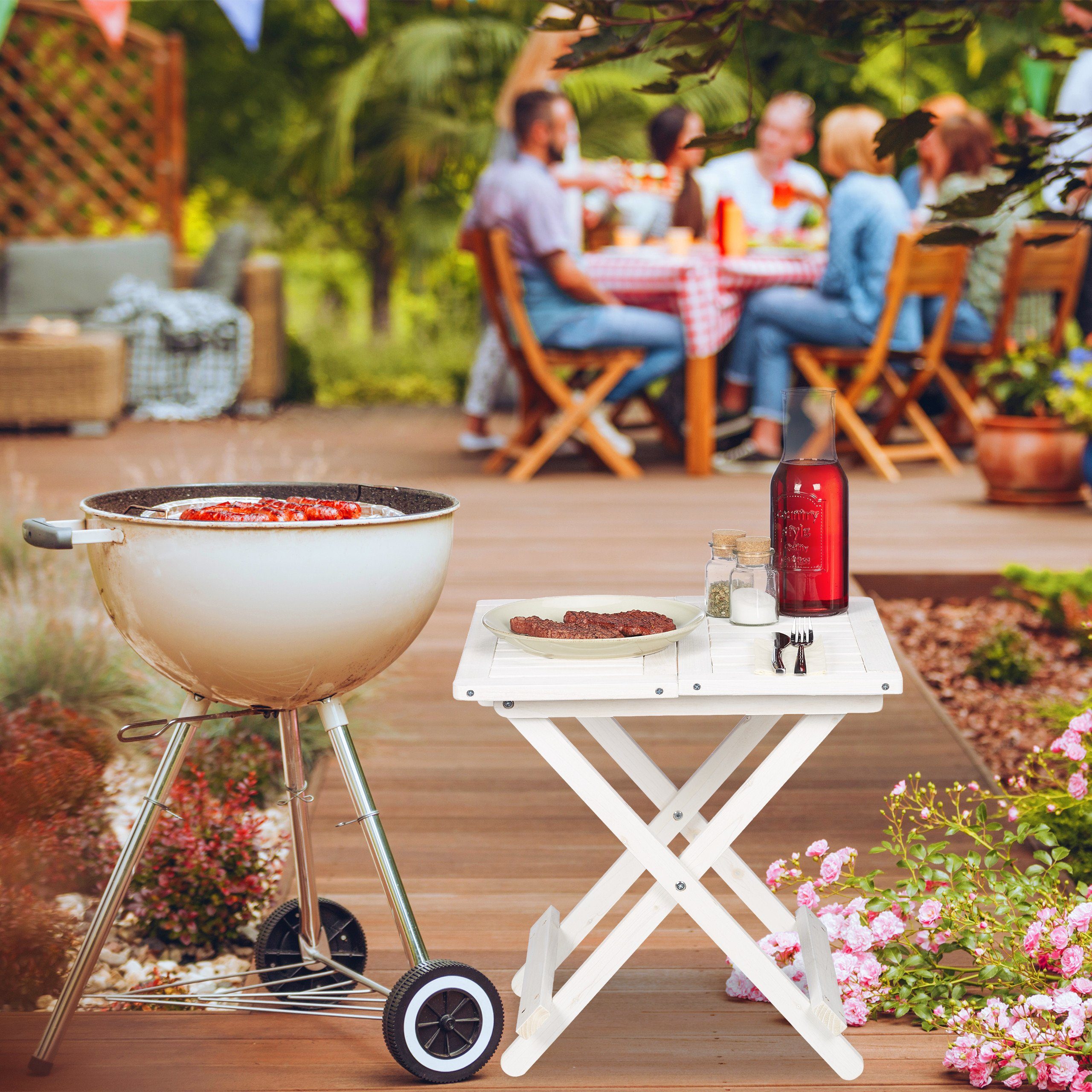 relaxdays Klapptisch Weißer Klapptisch aus Holz