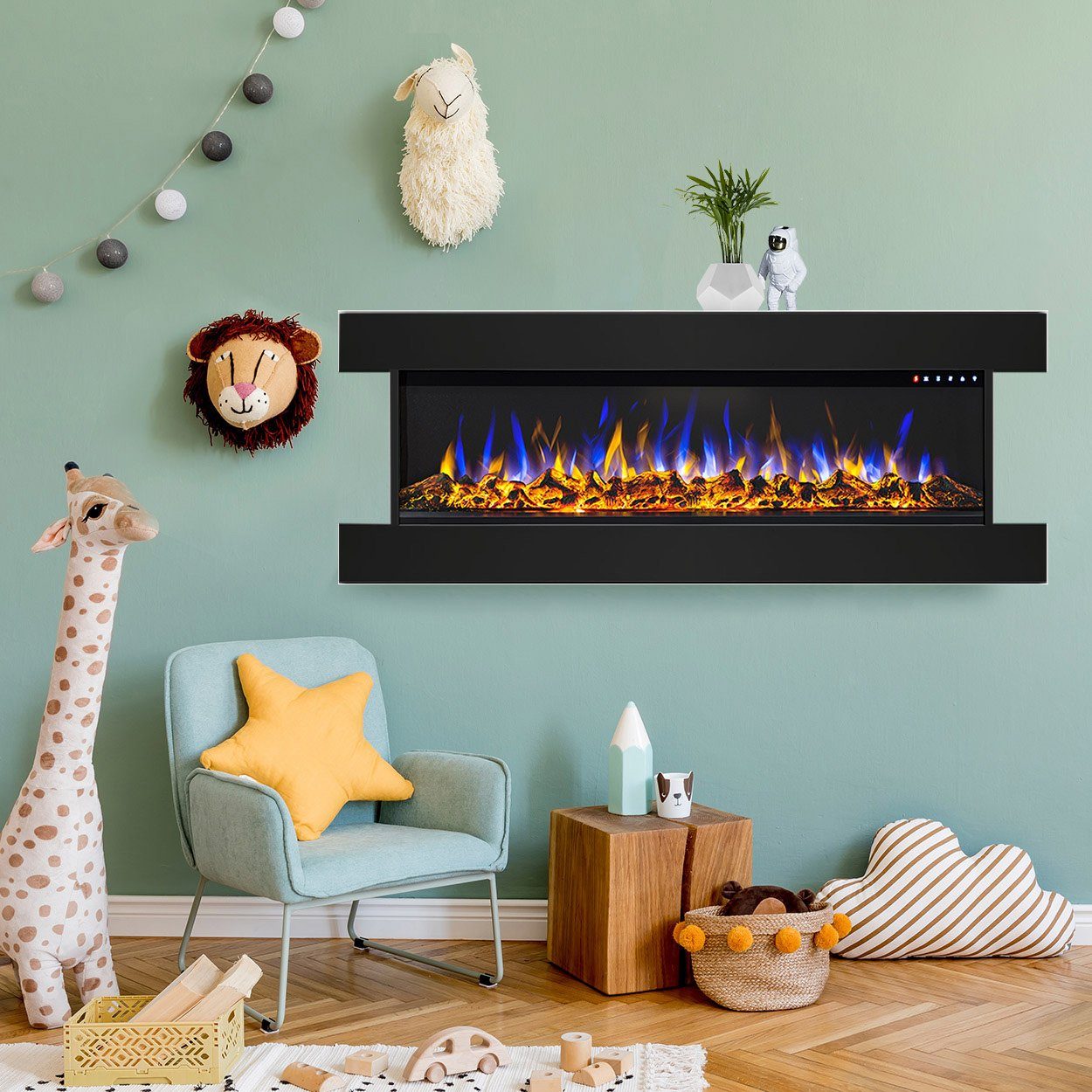 GLOW FIRE Elektrokamin Insert Clear, mit Heizfunktion bis 1600W, Fernbedienung & Abschaltautomatik