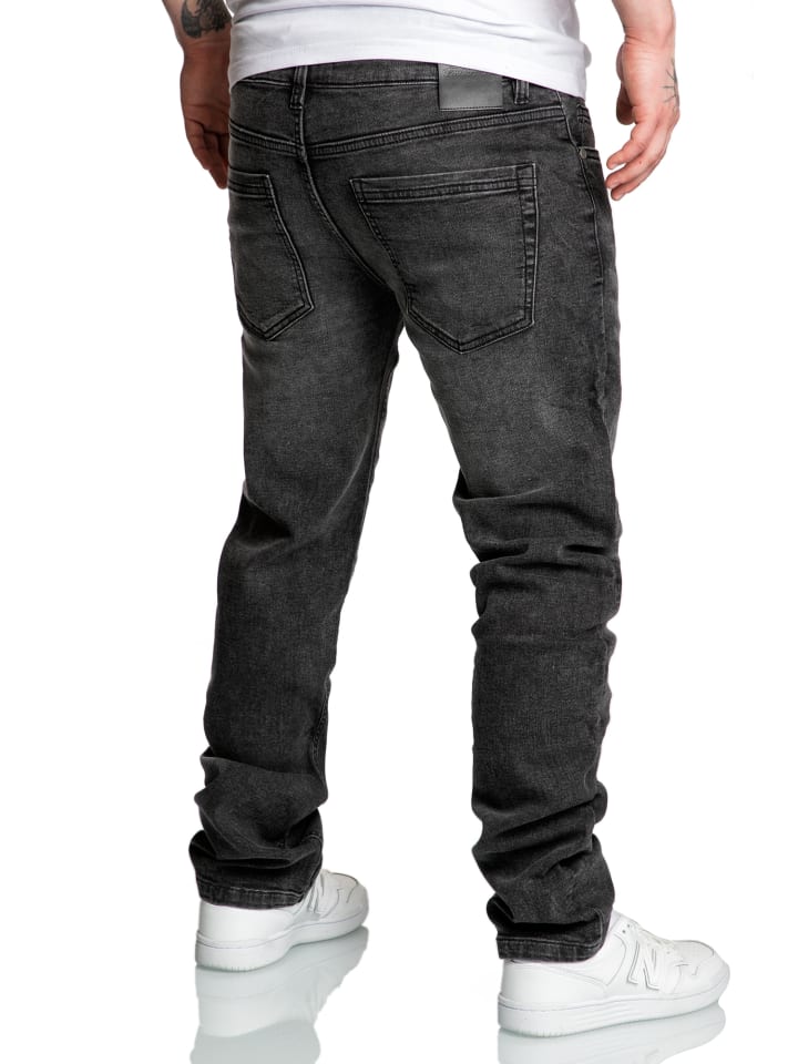 Amaci&Sons Sweathose im Denim Look COPPELL in Schwarz günstig kaufen