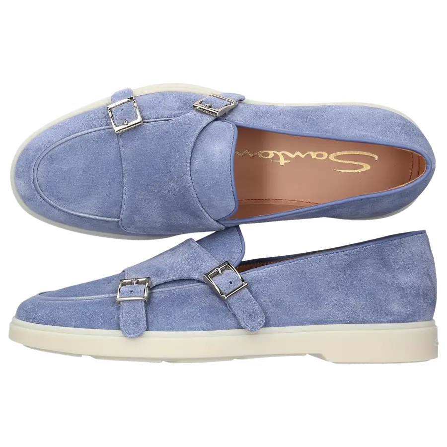 Santoni - Monk Schuhe 59194 Veloursleder - blau