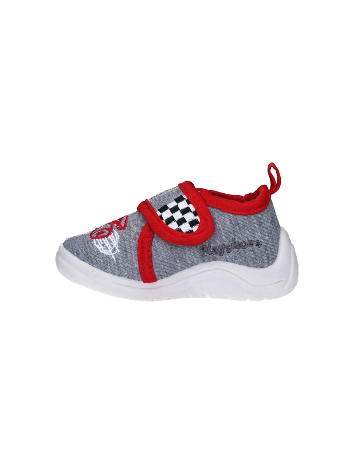 Playshoes Hausschuh Rennwagen in Grau günstig kaufen