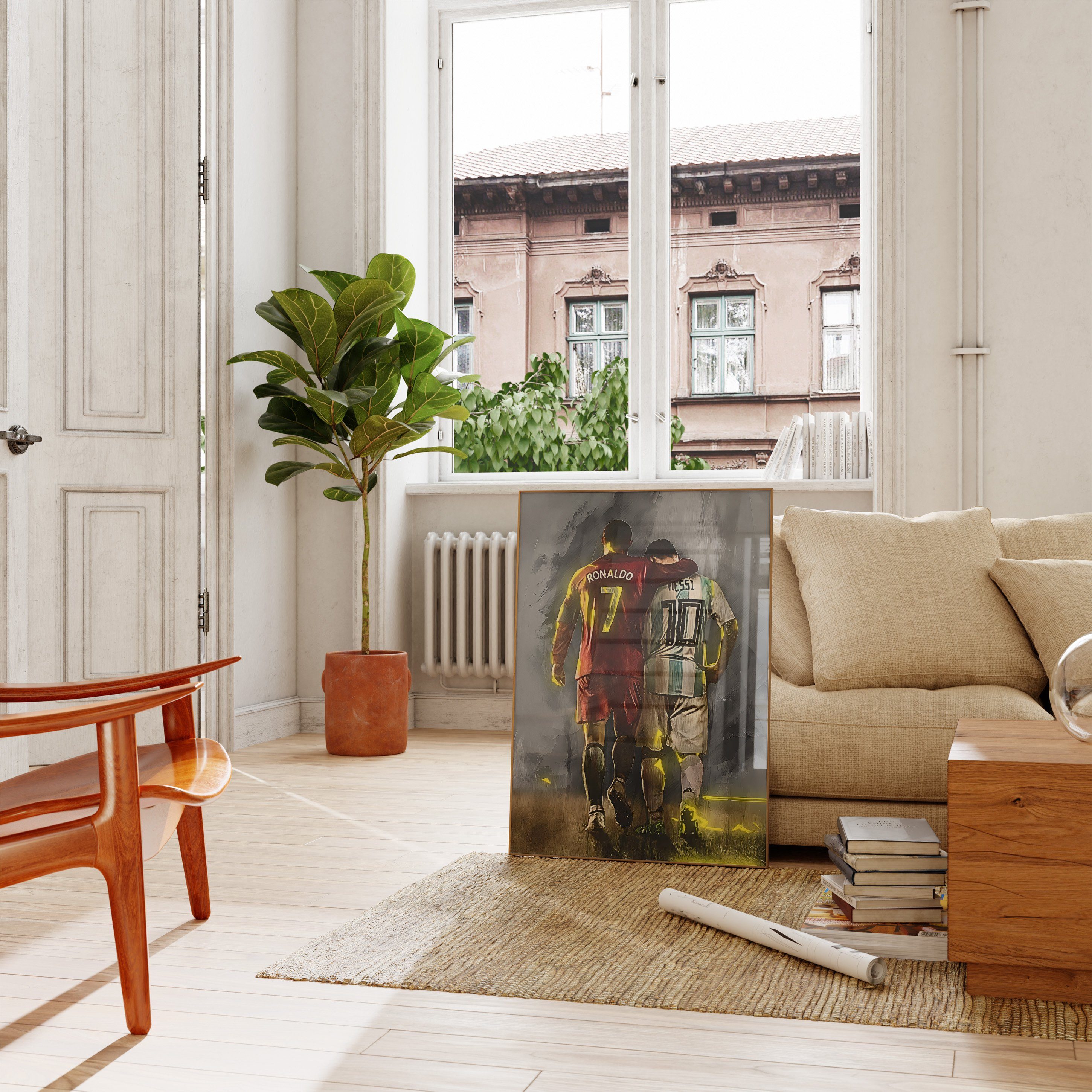 JUSTGOODMOOD Poster Premium ® Ronaldo & Messi Freunde Fußball Poster · ohne Rahmen
