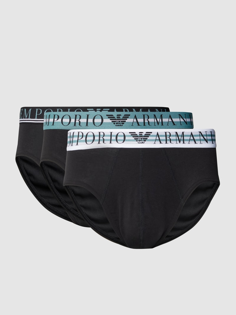 Pants mit Label-Bund Modell 'MIXED WAISTBAND' im 3er-Pack in schwarz