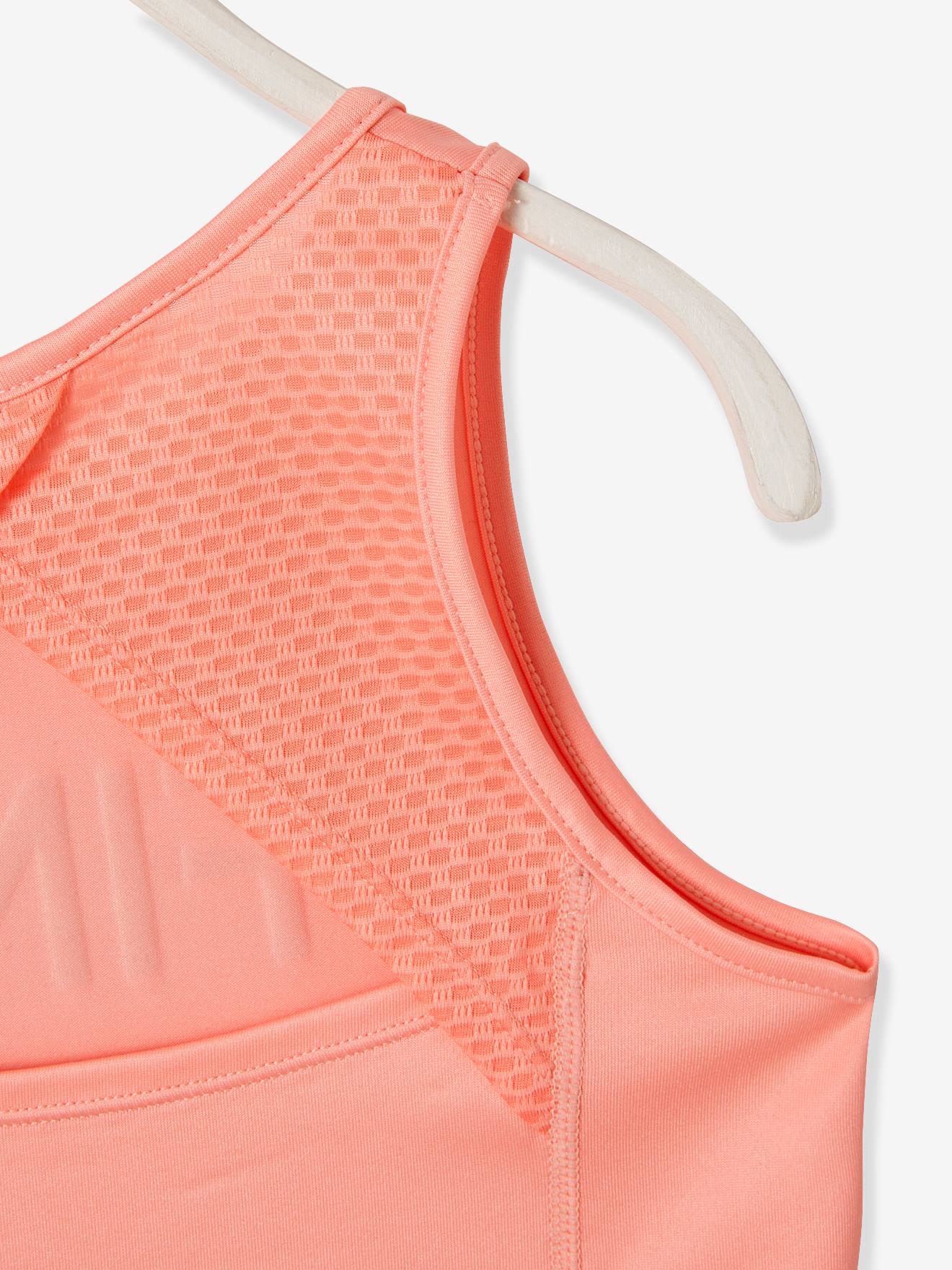 Débardeur sport fille inscription irisée rose clair