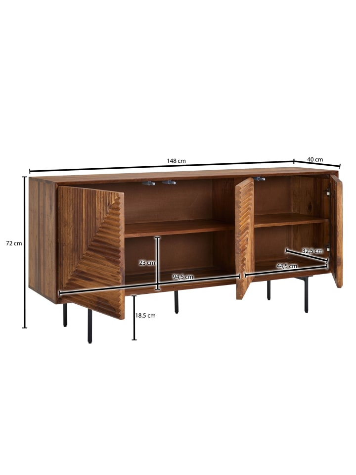 KADIMA DESIGN Sideboard 148x72x40 cm Massivholz / Metall Anrichte, Kommode günstig kaufen onesize
