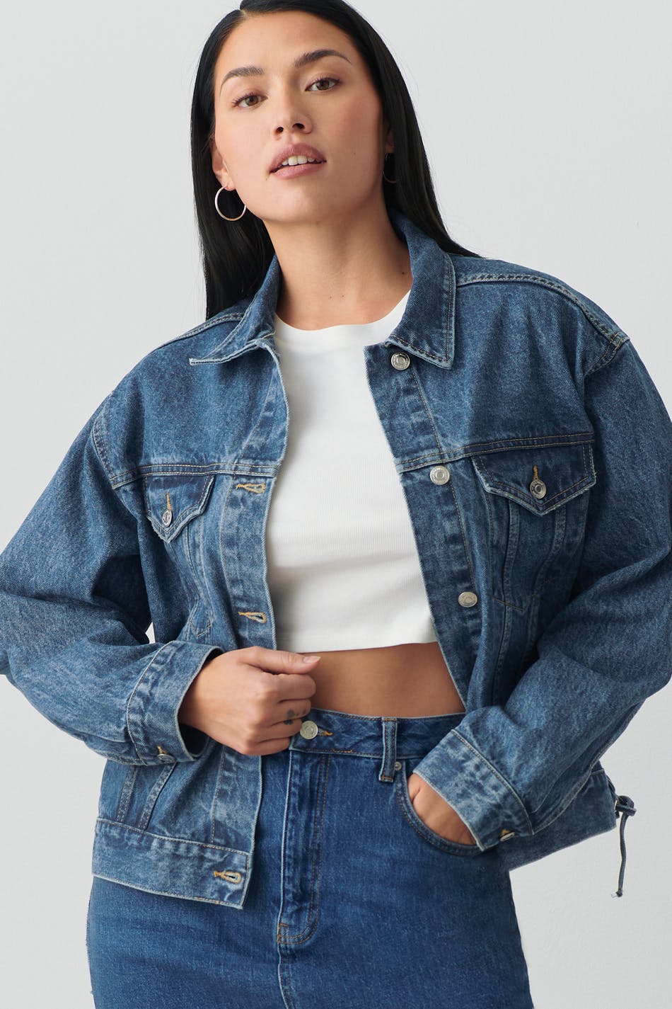 Denim lacing jacket
