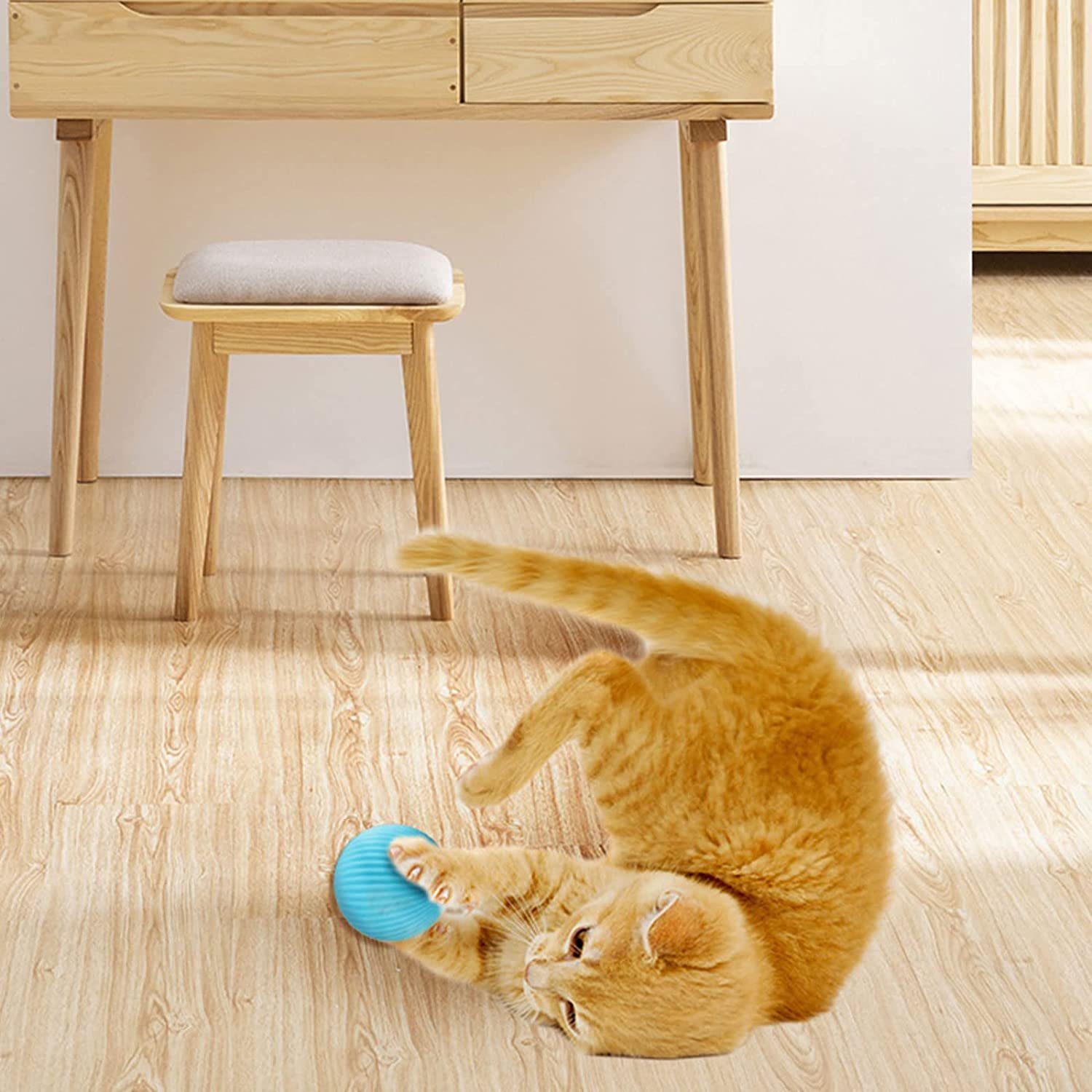Tier-Intelligenzspielzeug Interaktives Katzenspielzeug Ball, Katzenball mit LED-Licht, USB Wiederaufladbares, 360° Selbstdrehender Elektrisch Ball für Katzen
