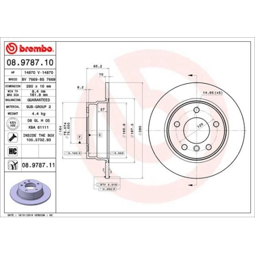 08.9787.11 BREMSSCHEIBE BREMBO HA  VP2 - ATU