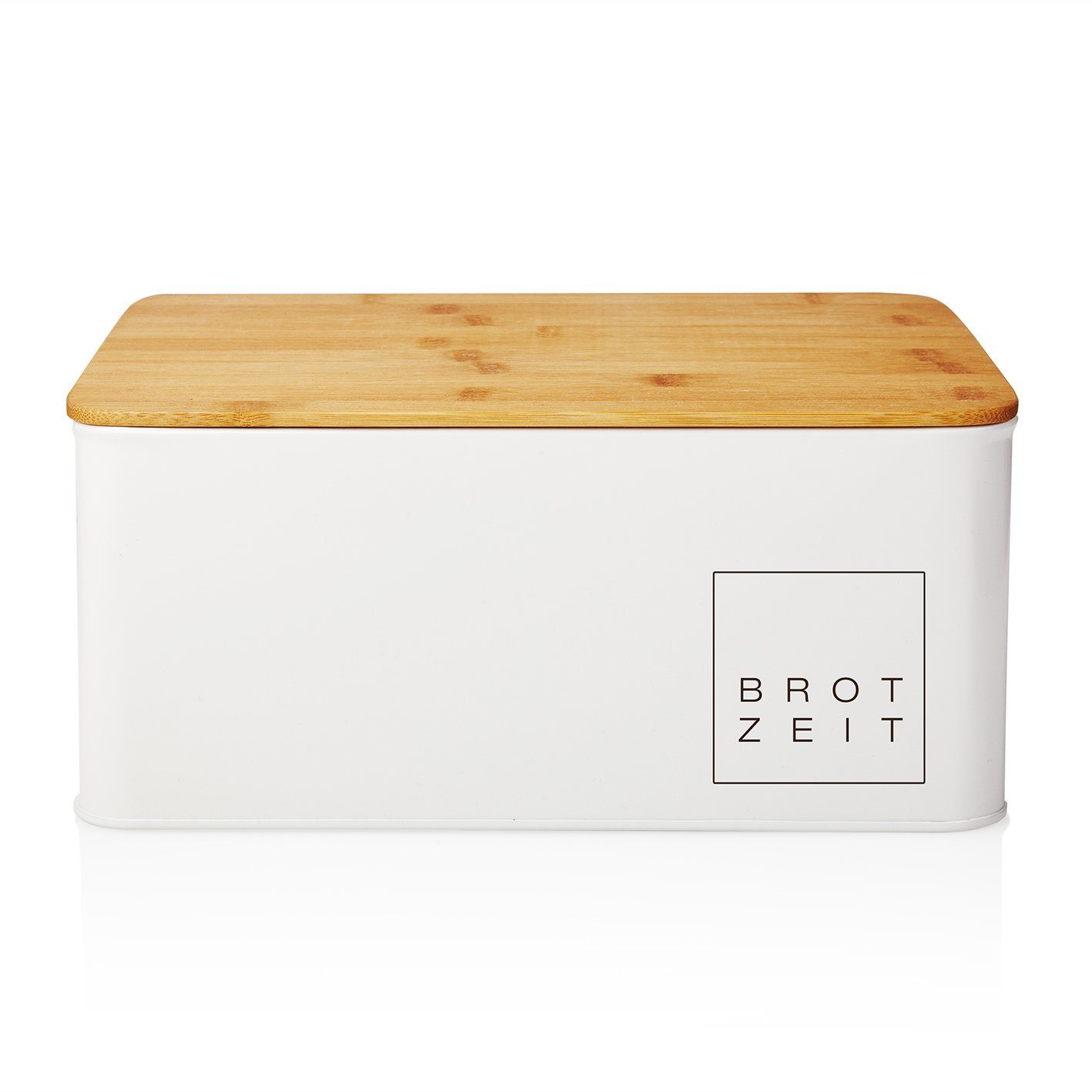 Lumaland Brotkasten Cuisine, Edelstahl, (1-tlg), Brotbox Metall Bambus Deckel rechteckig 30x23x14cm