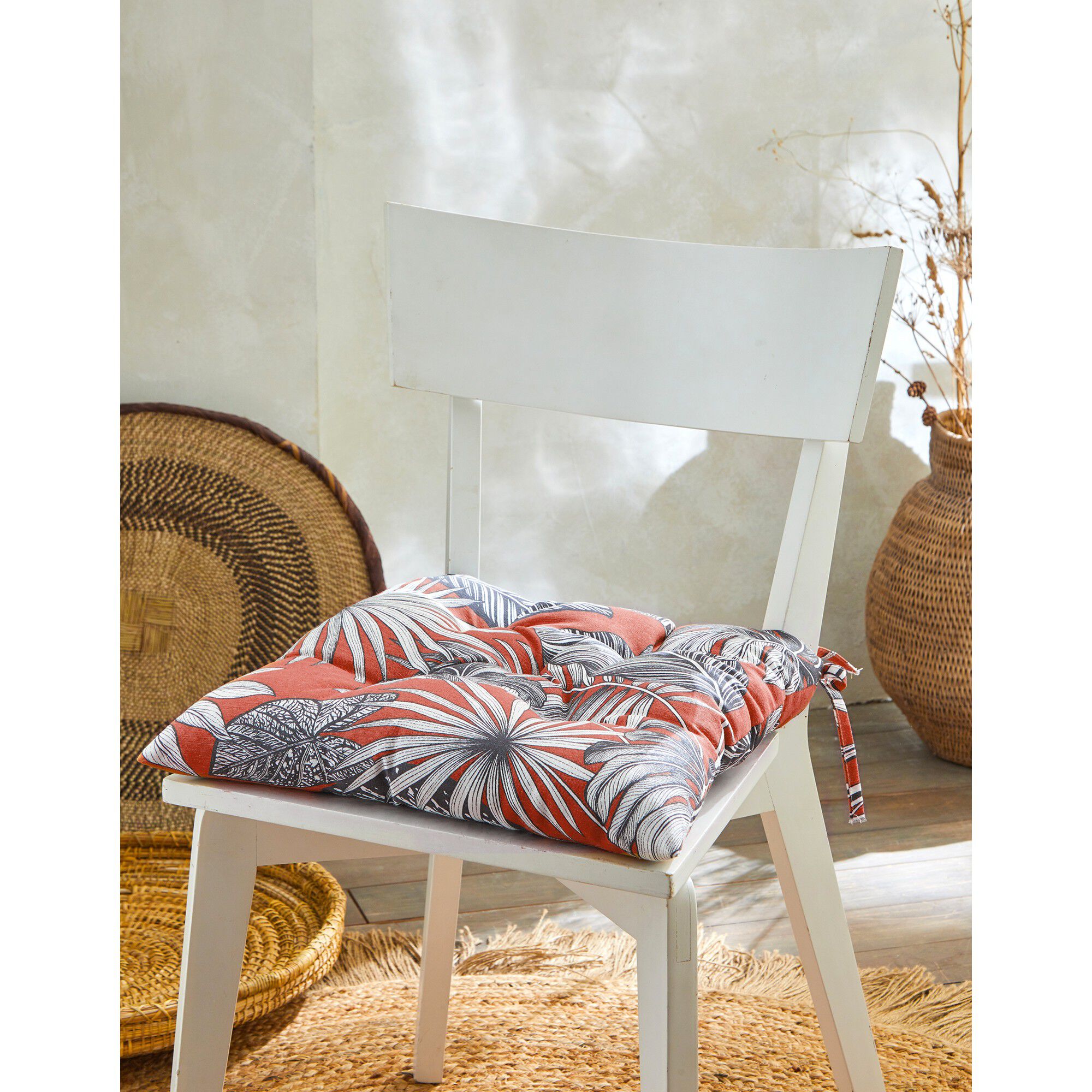 Galette de chaise imprimé tropical
