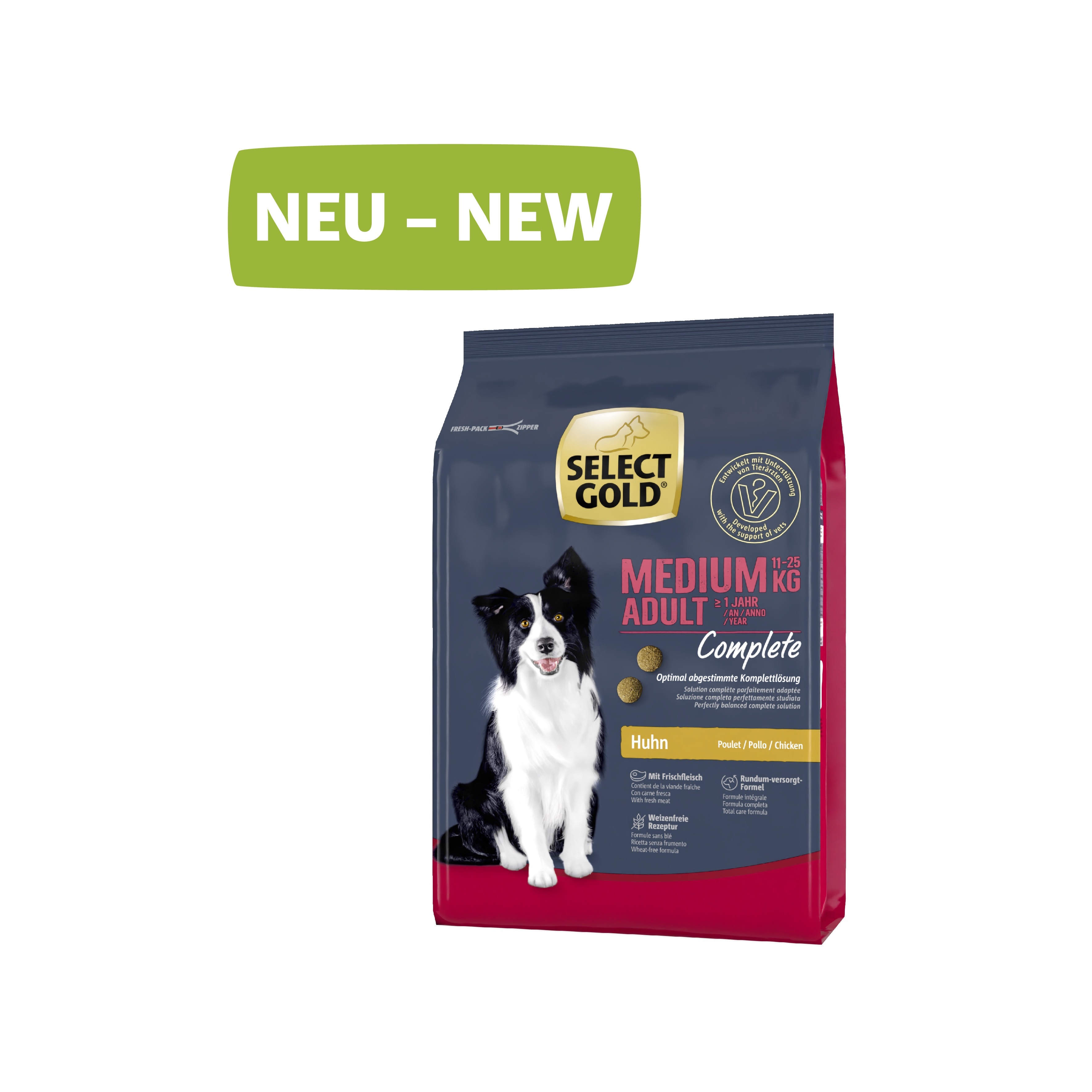 SELECT GOLD Hundetrockenfutter SELECT GOLD Complete Medium Adult Huhn 1 kg