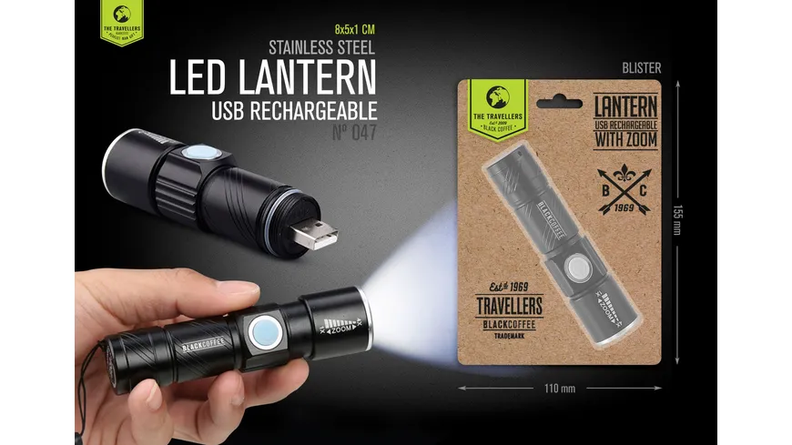 BLACK COFFEE Taschenlampe mit LED-Licht