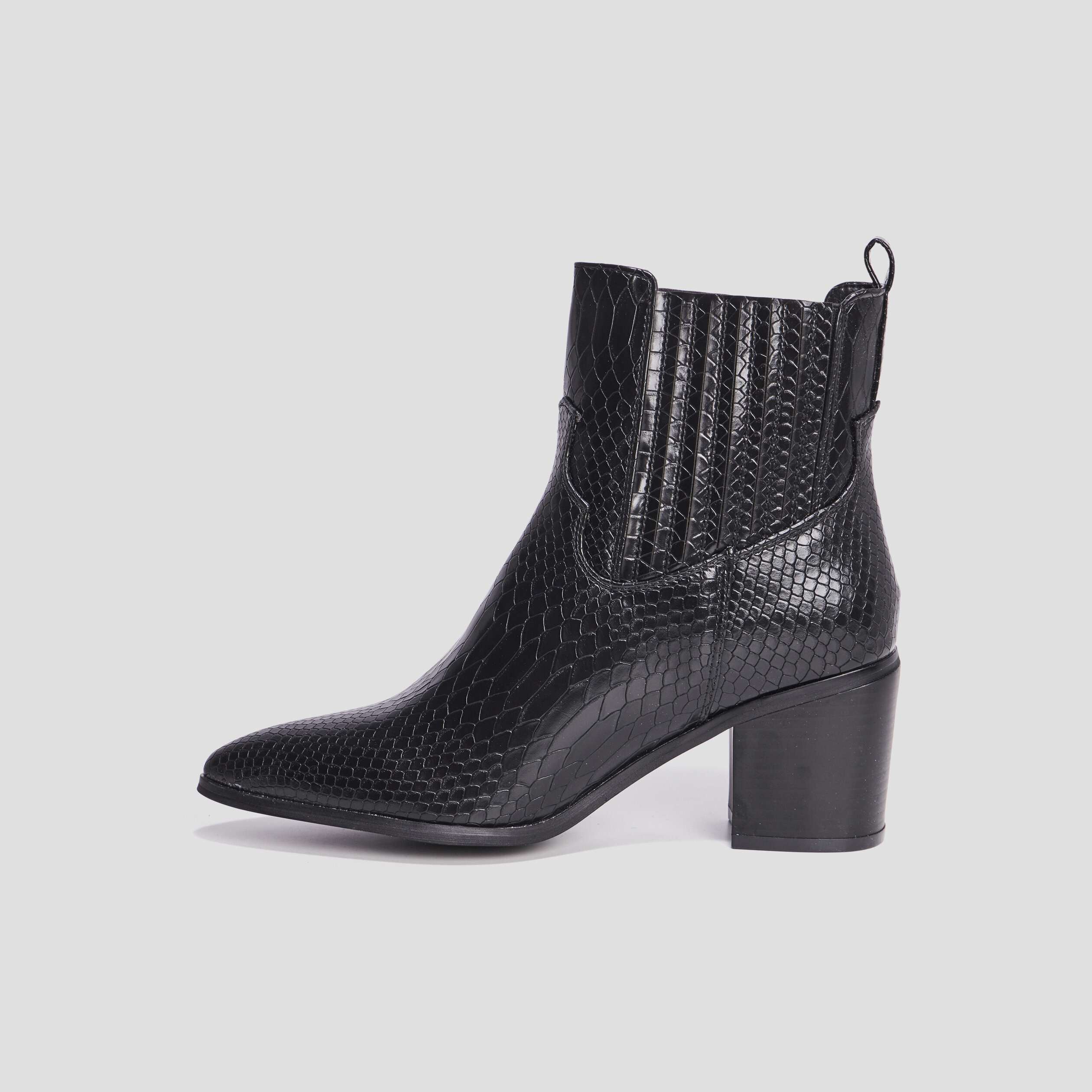 Bottines à talons aspect croco noir femme | La Halle