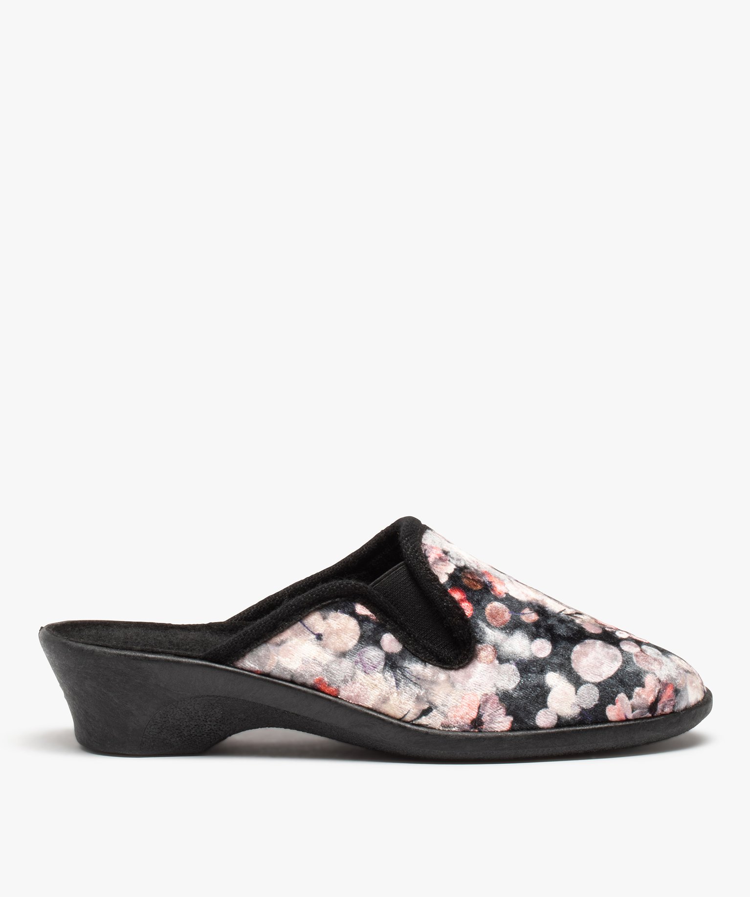 Chaussons femme mules confort en velours satiné gris | GEMO