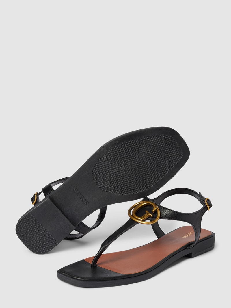 Zehentrenner aus Leder mit Label-Detail Modell 'MIRY' in schwarz