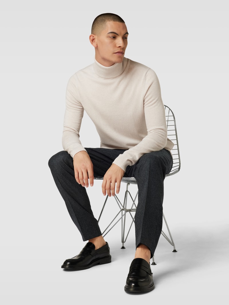 Strickpullover mit Rollkragen aus Kaschmir in ecru meliert